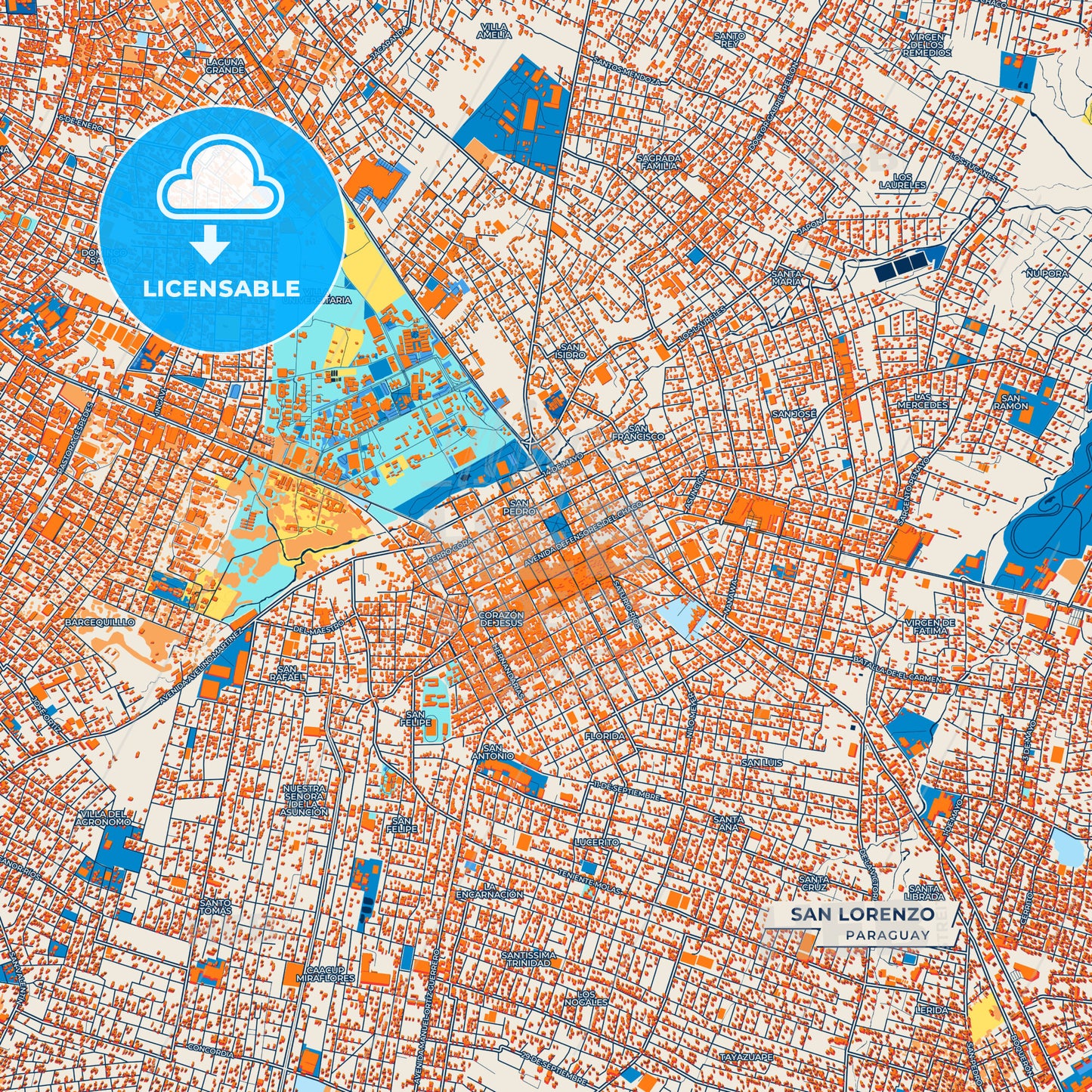 Canvas Print Template of San Lorenzo Street Map
