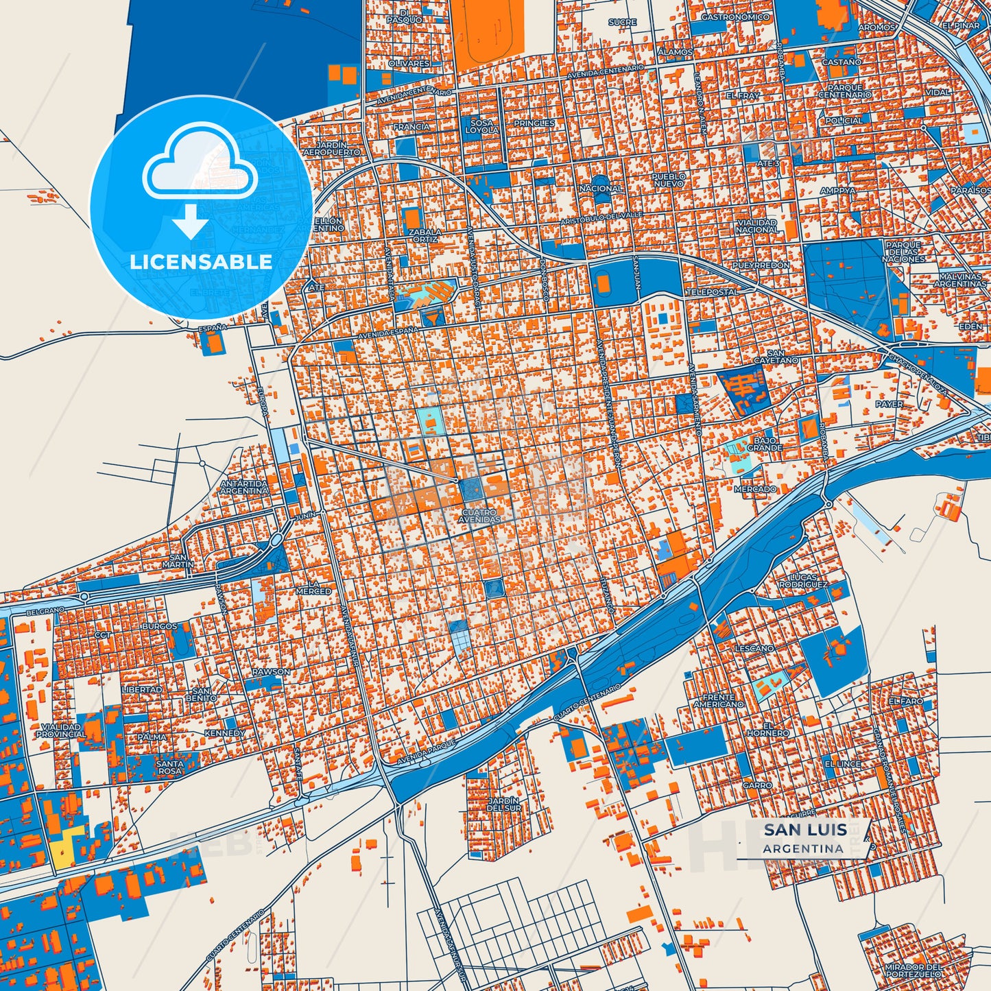 Canvas Print Template of San Luis Street Map