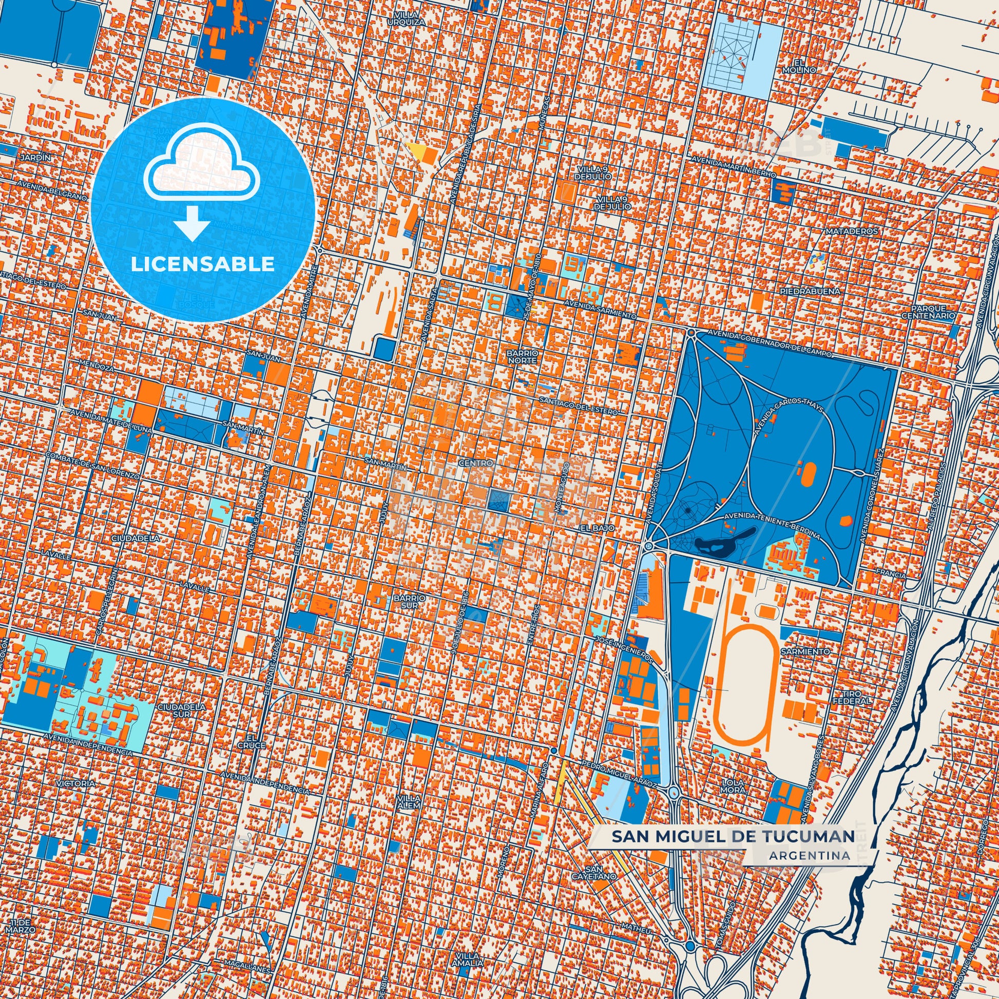 Canvas Print Template of San Miguel de Tucuman Street Map
