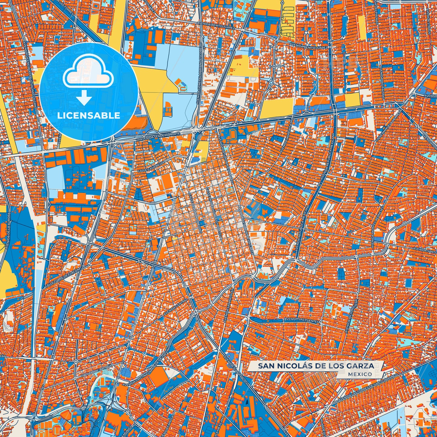 Canvas Print Template of San Nicolás de los Garza Street Map