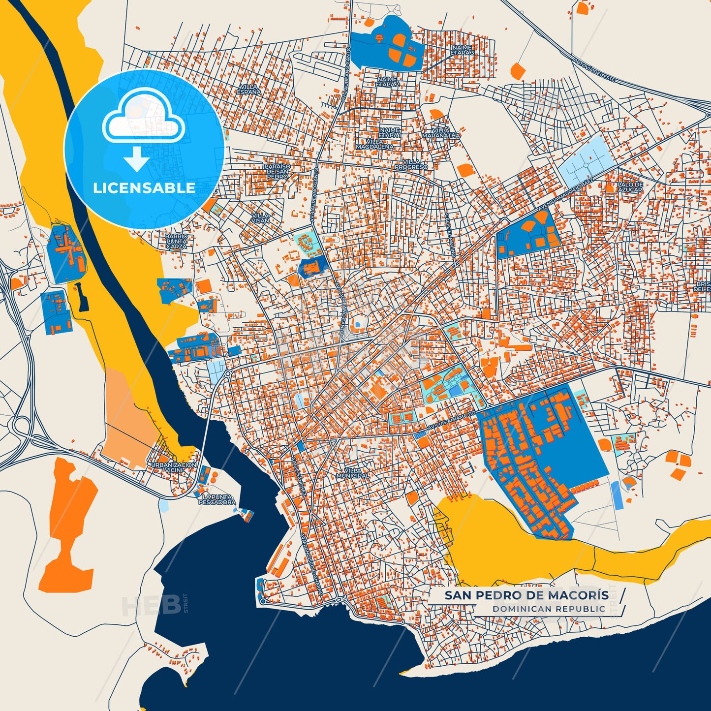 Canvas Print Template of San Pedro de Macorís Street Map