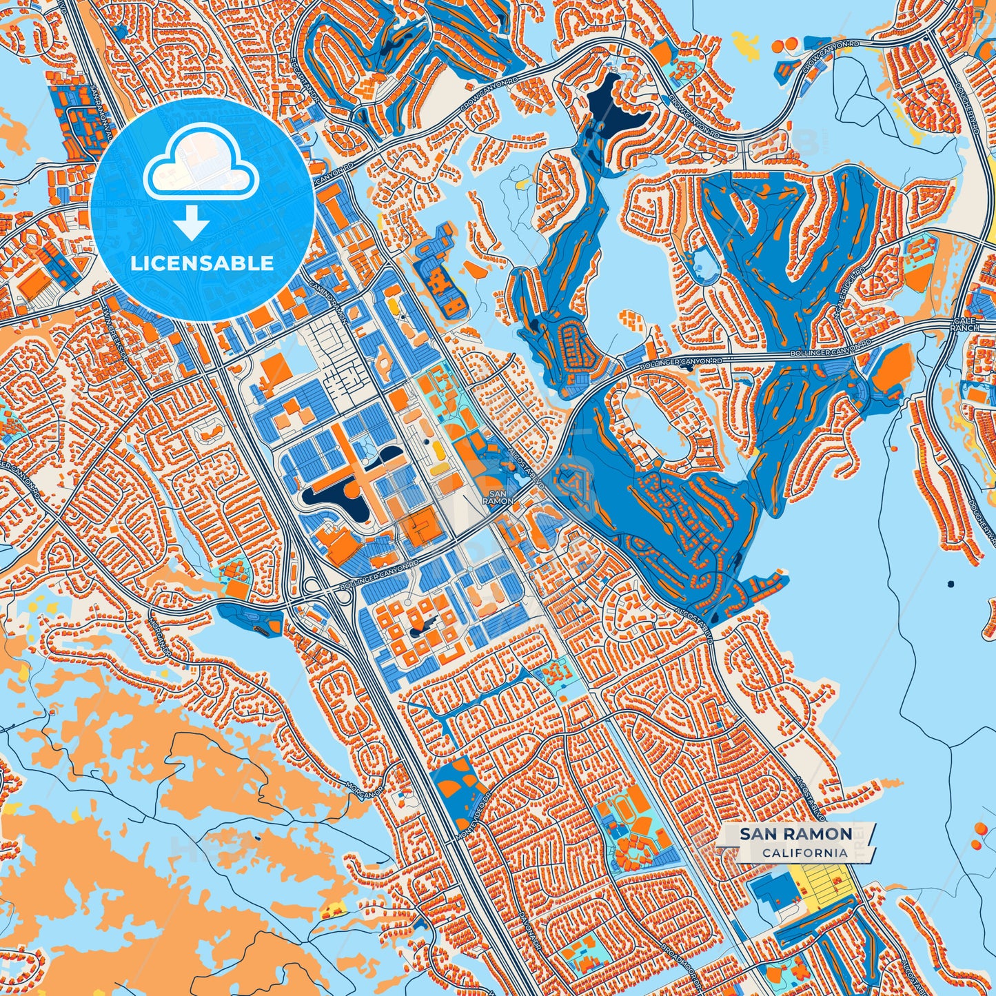 Canvas Print Template of San Ramon Street Map