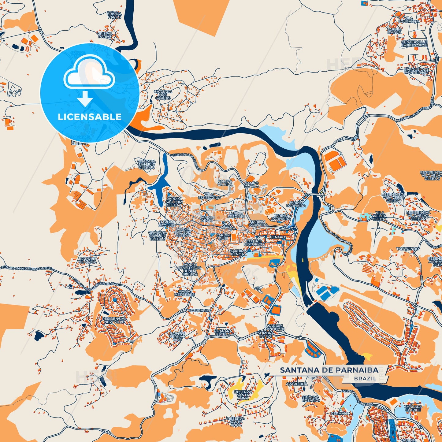 Canvas Print Template of Santana de Parnaiba Street Map