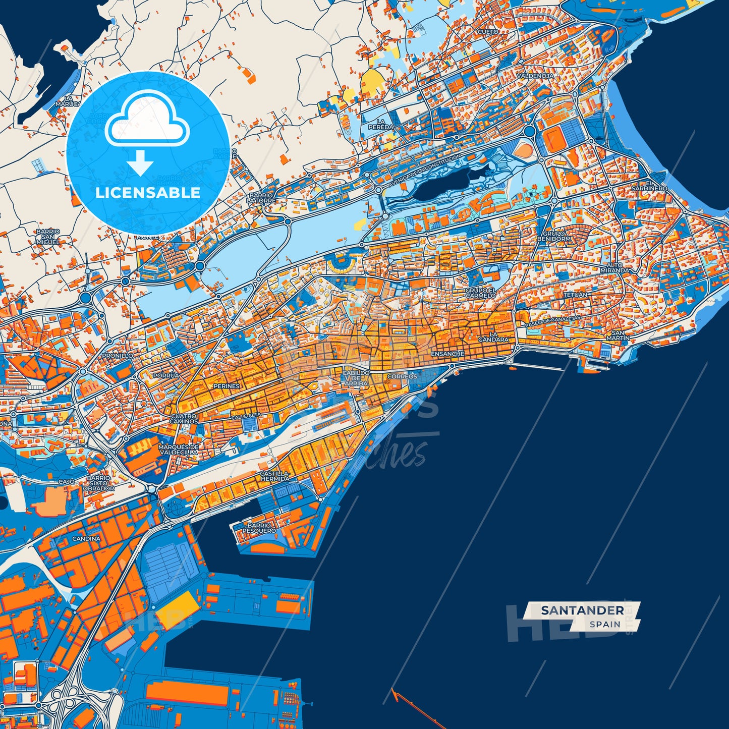 Canvas Print Template of Santander Street Map
