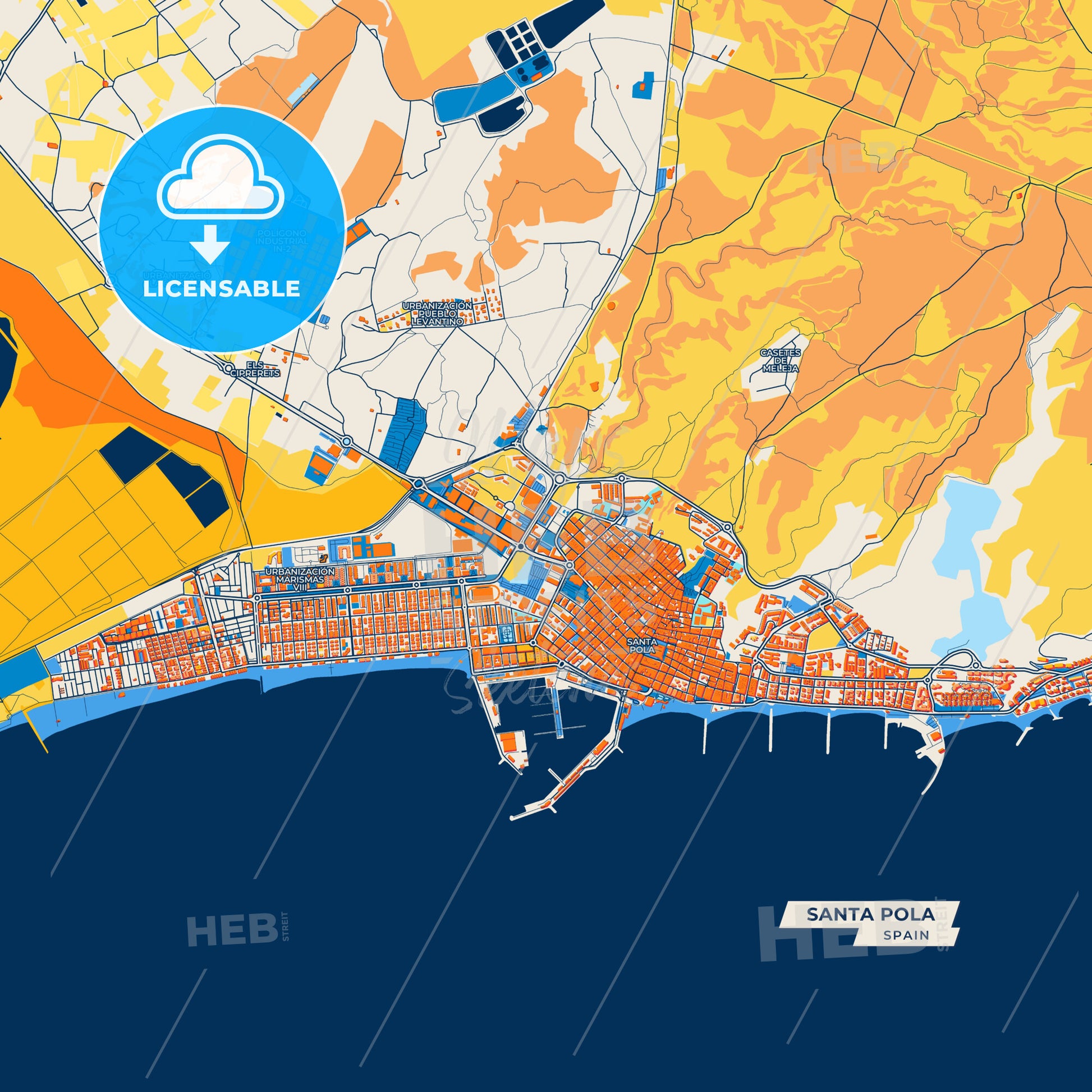 Canvas Print Template of Santa Pola Street Map