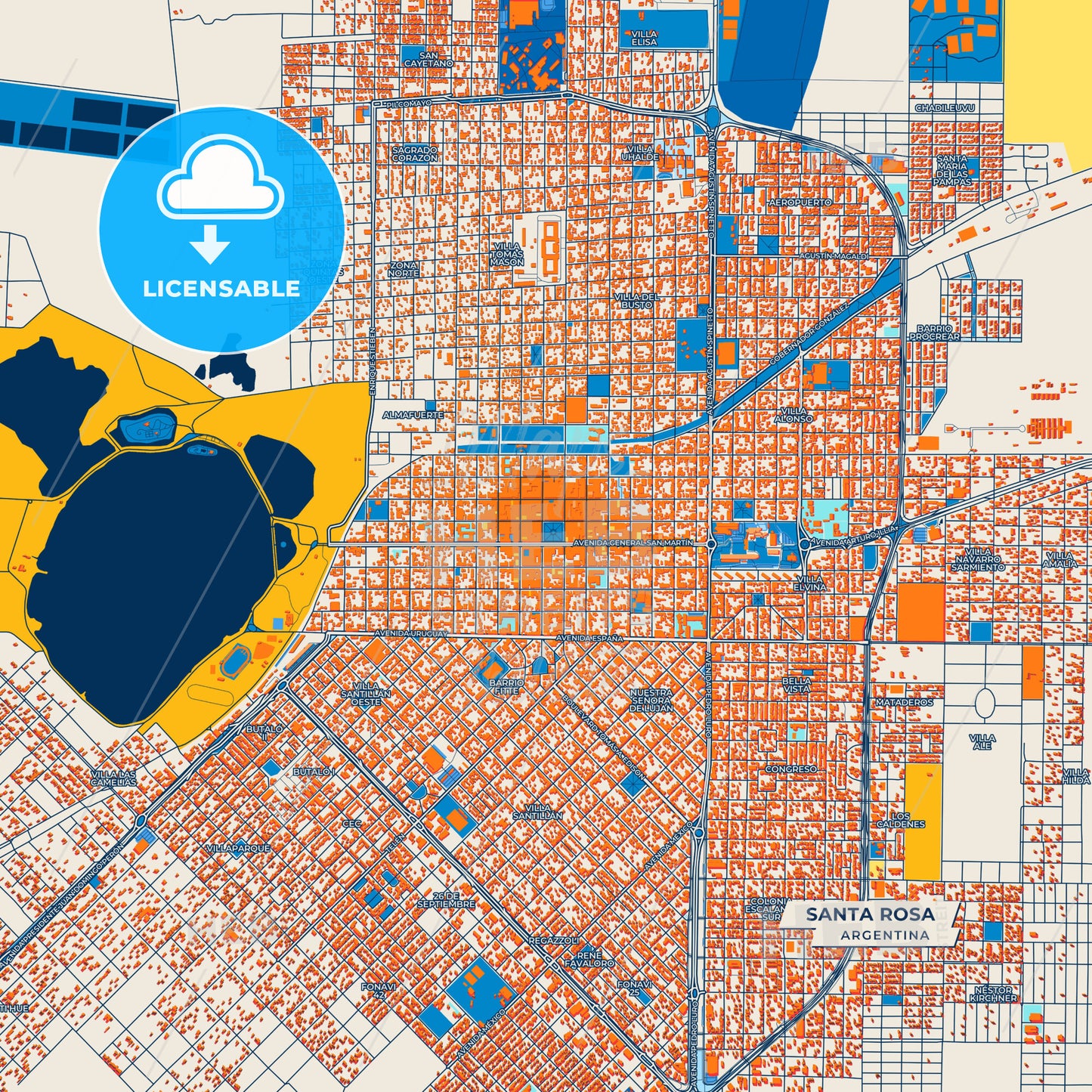 Canvas Print Template of Santa Rosa Street Map