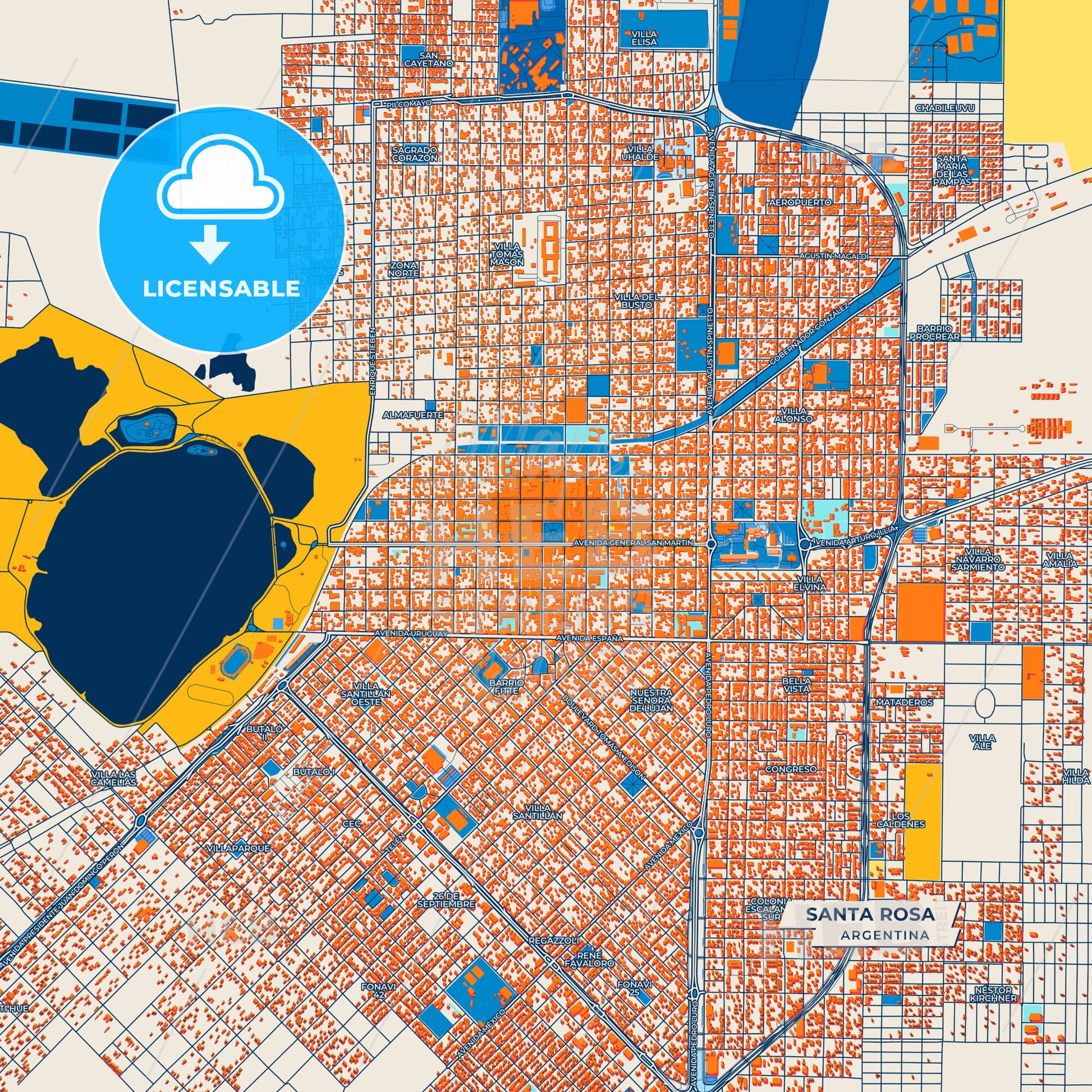 Canvas Print Template of Santa Rosa Street Map