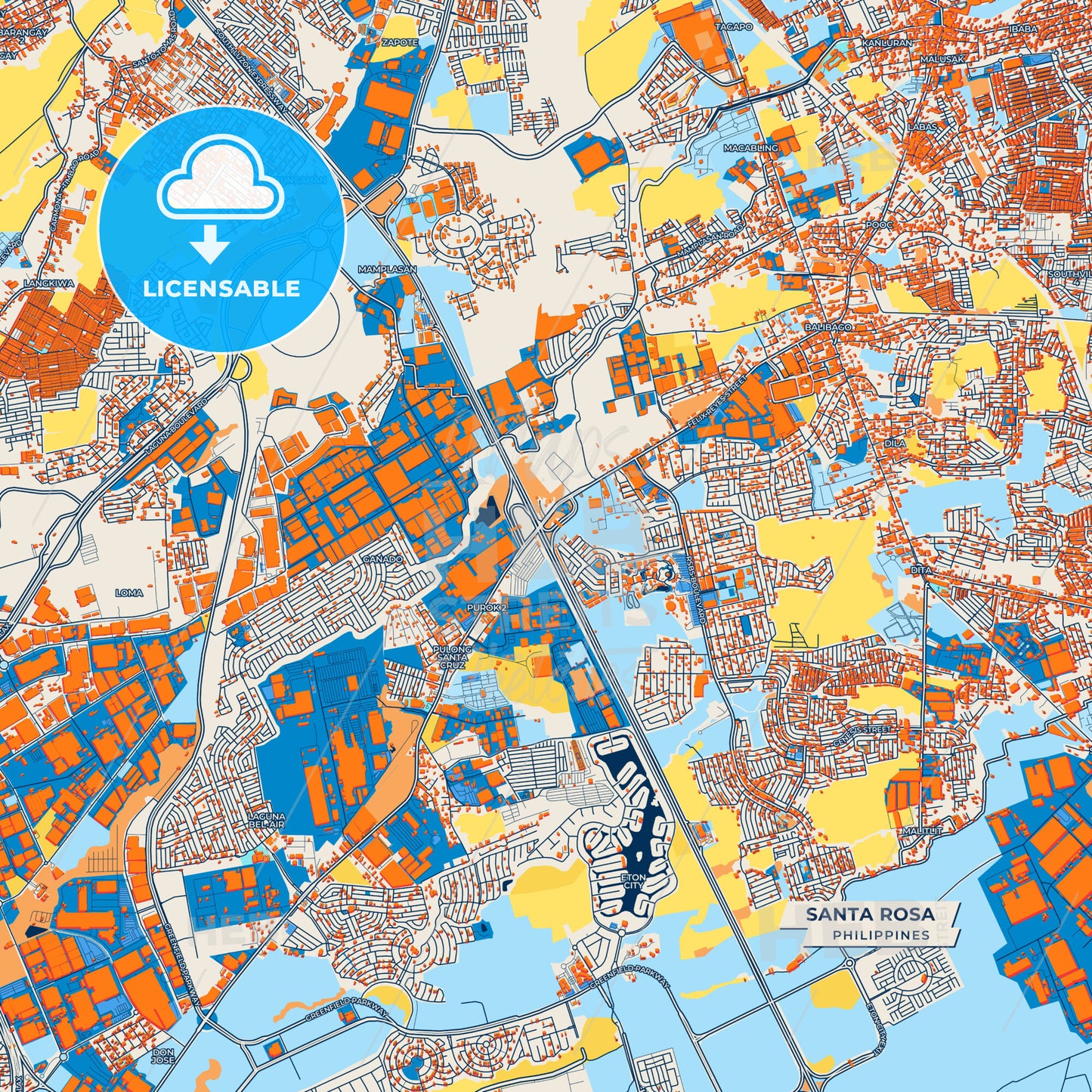 Canvas Print Template of Santa Rosa Street Map