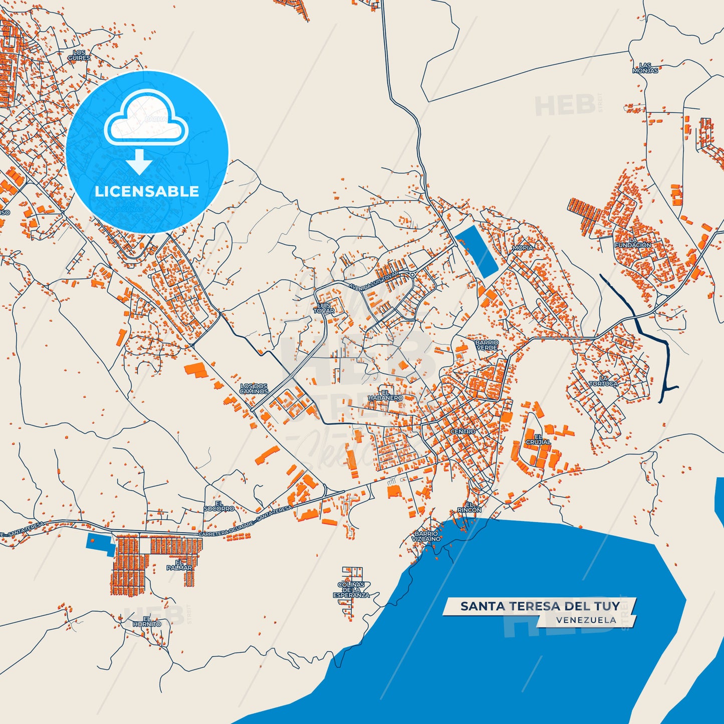 Canvas Print Template of Santa Teresa del Tuy Street Map