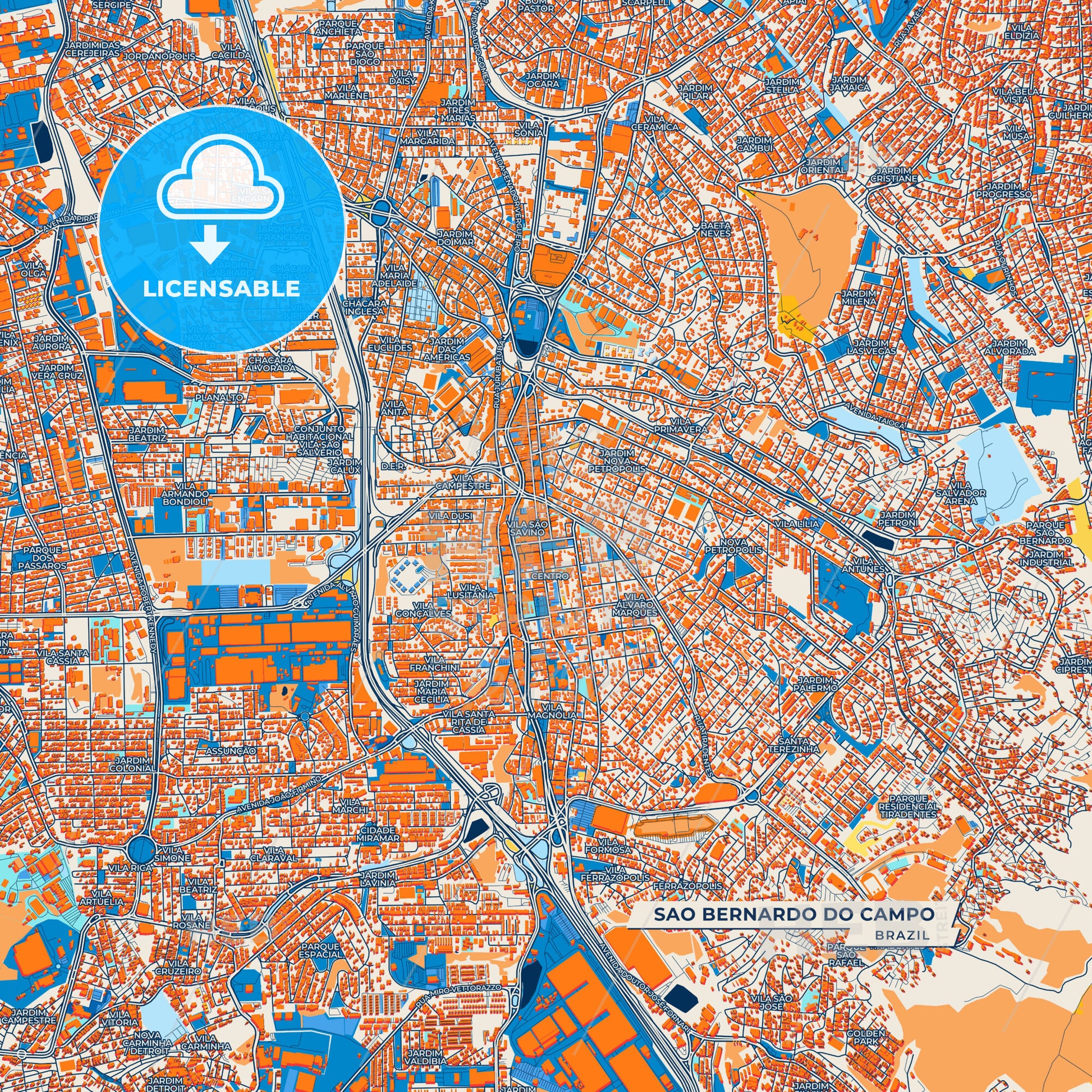 Canvas Print Template of Sao Bernardo do Campo Street Map
