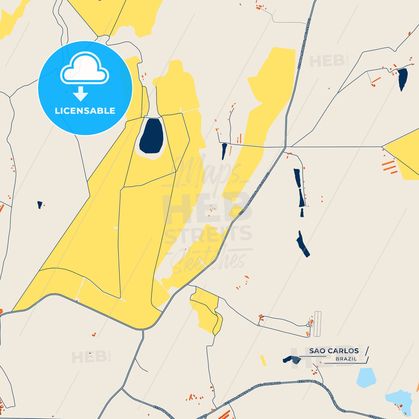 Canvas Print Template of Sao Carlos Street Map