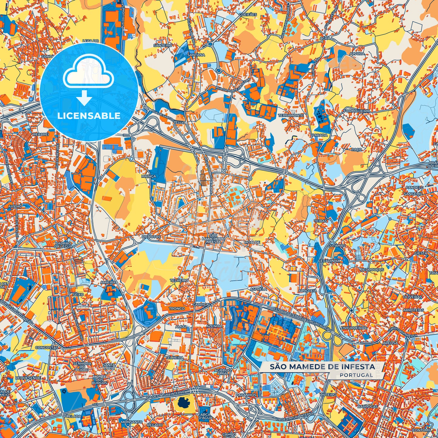 Canvas Print Template of São Mamede de Infesta Street Map