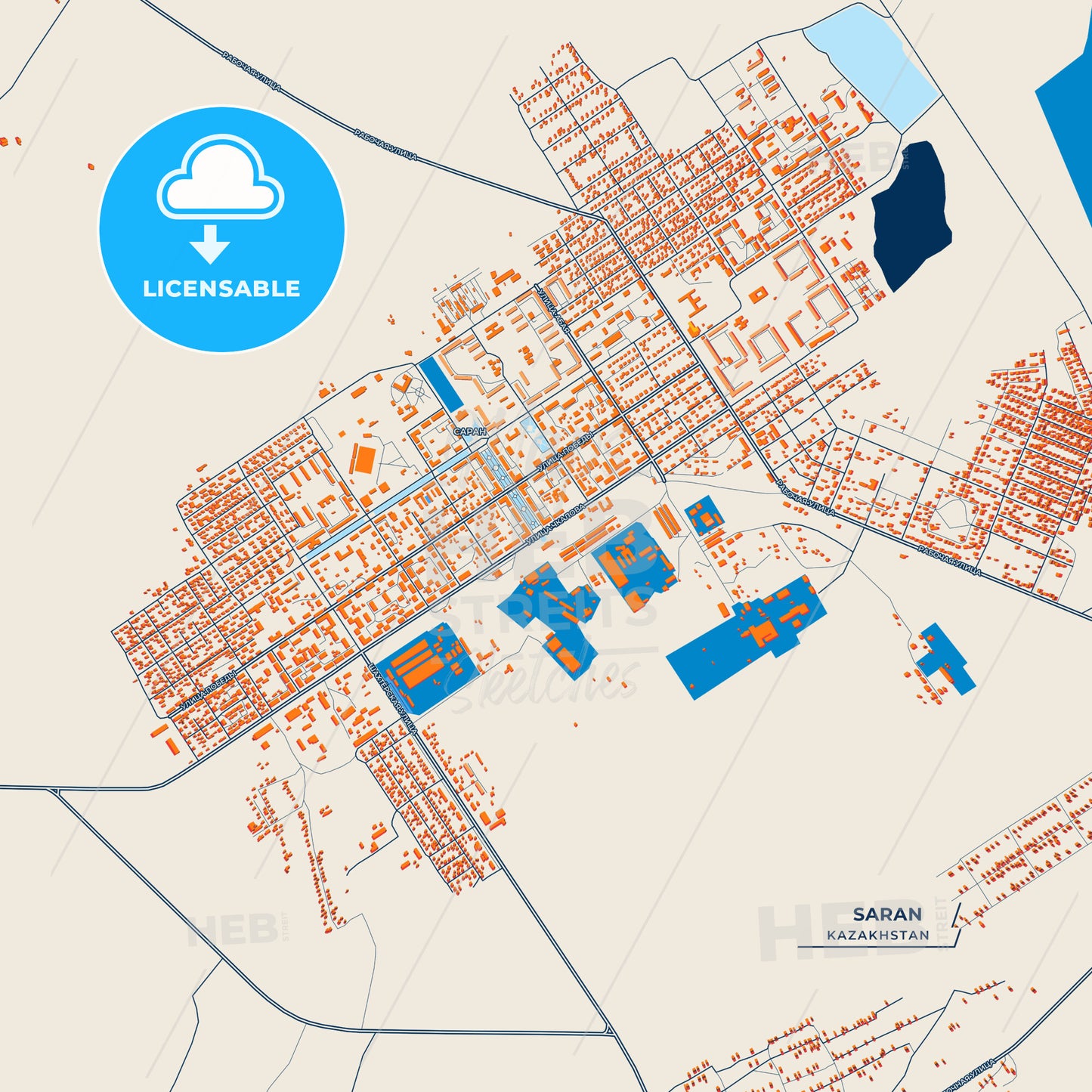 Canvas Print Template of Saran Street Map