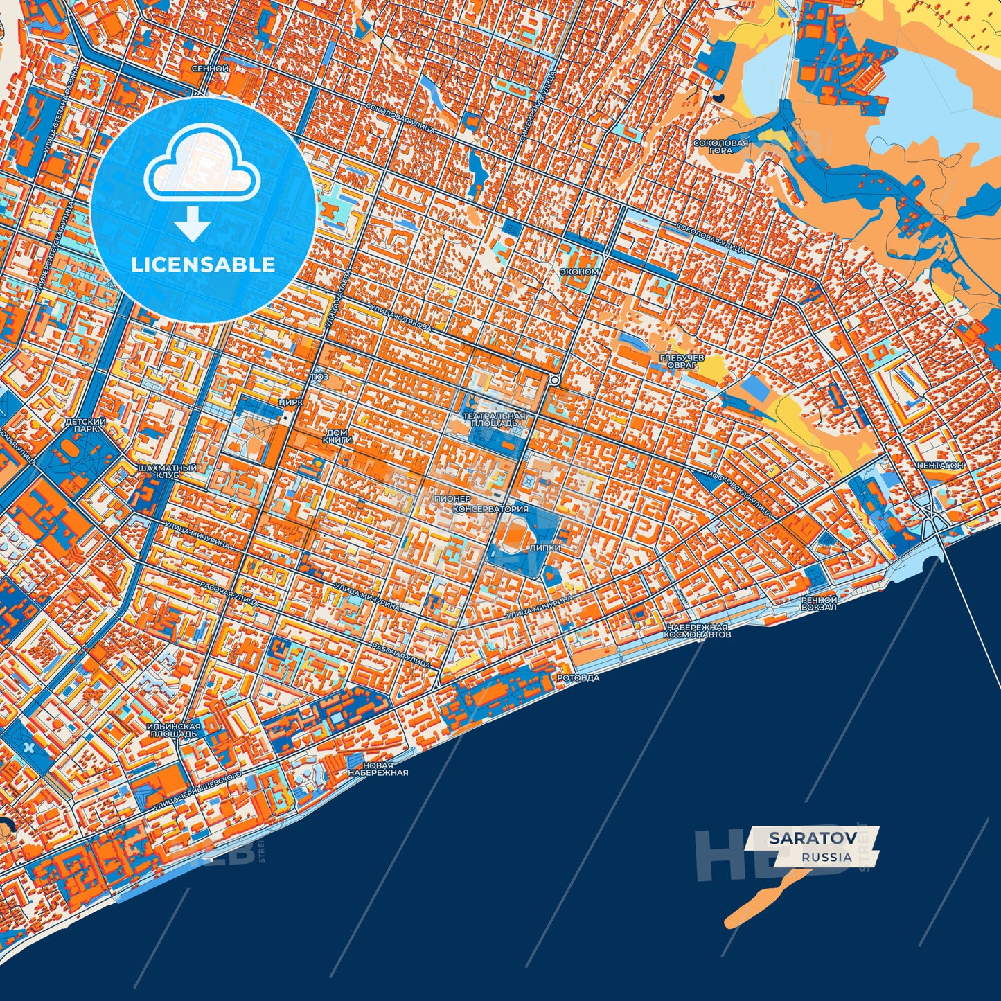 Canvas Print Template of Saratov Street Map