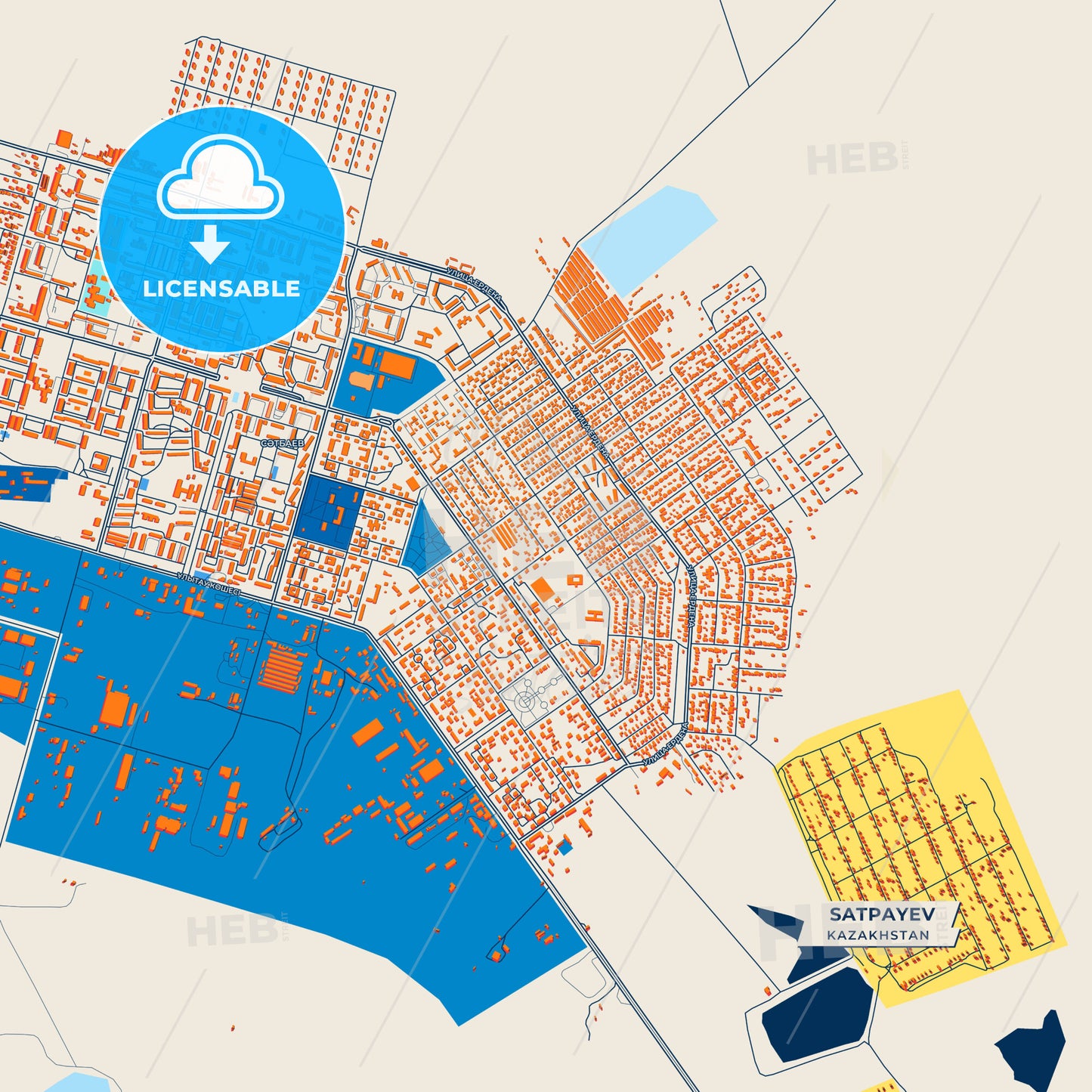 Canvas Print Template of Satpayev Street Map