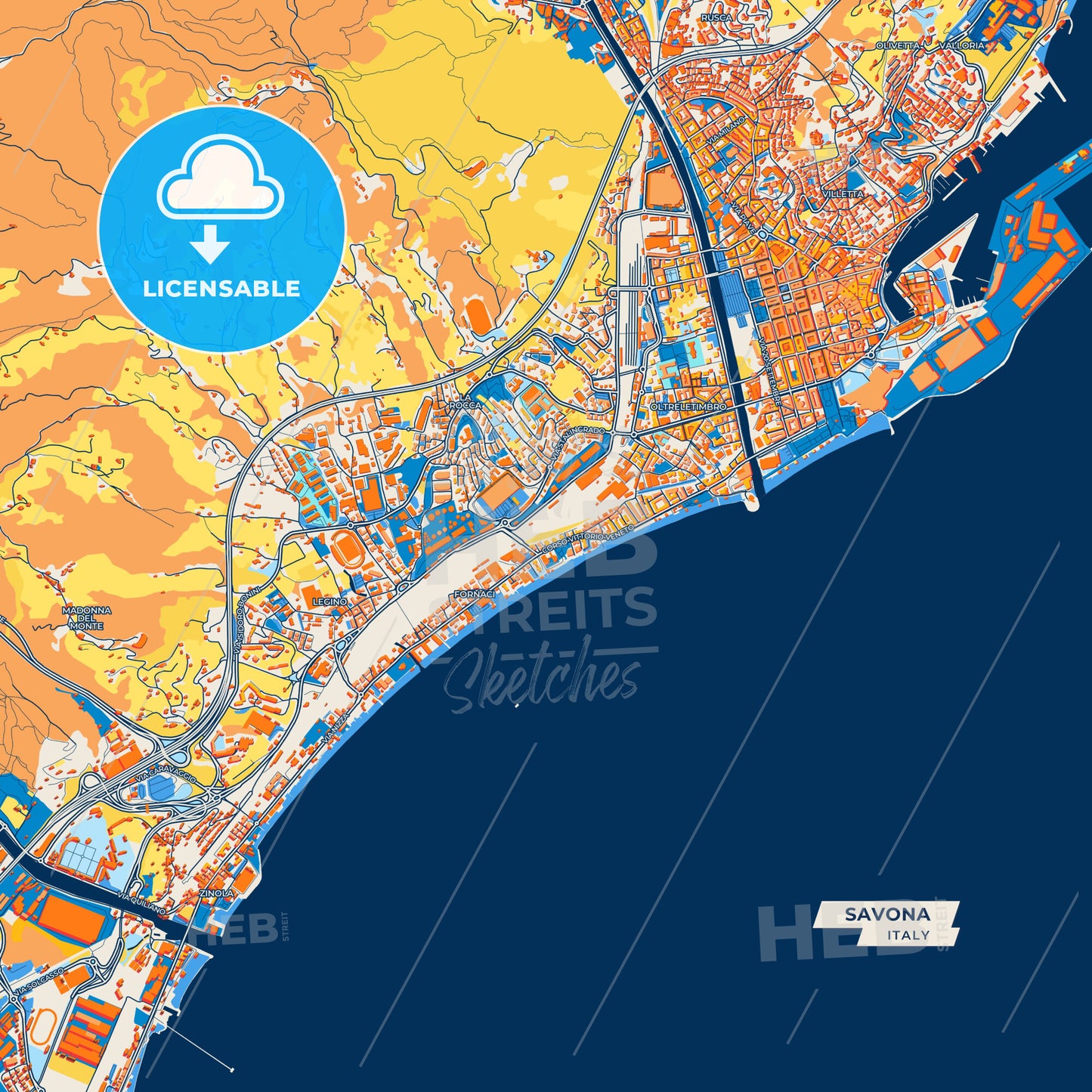 Canvas Print Template of Savona Street Map
