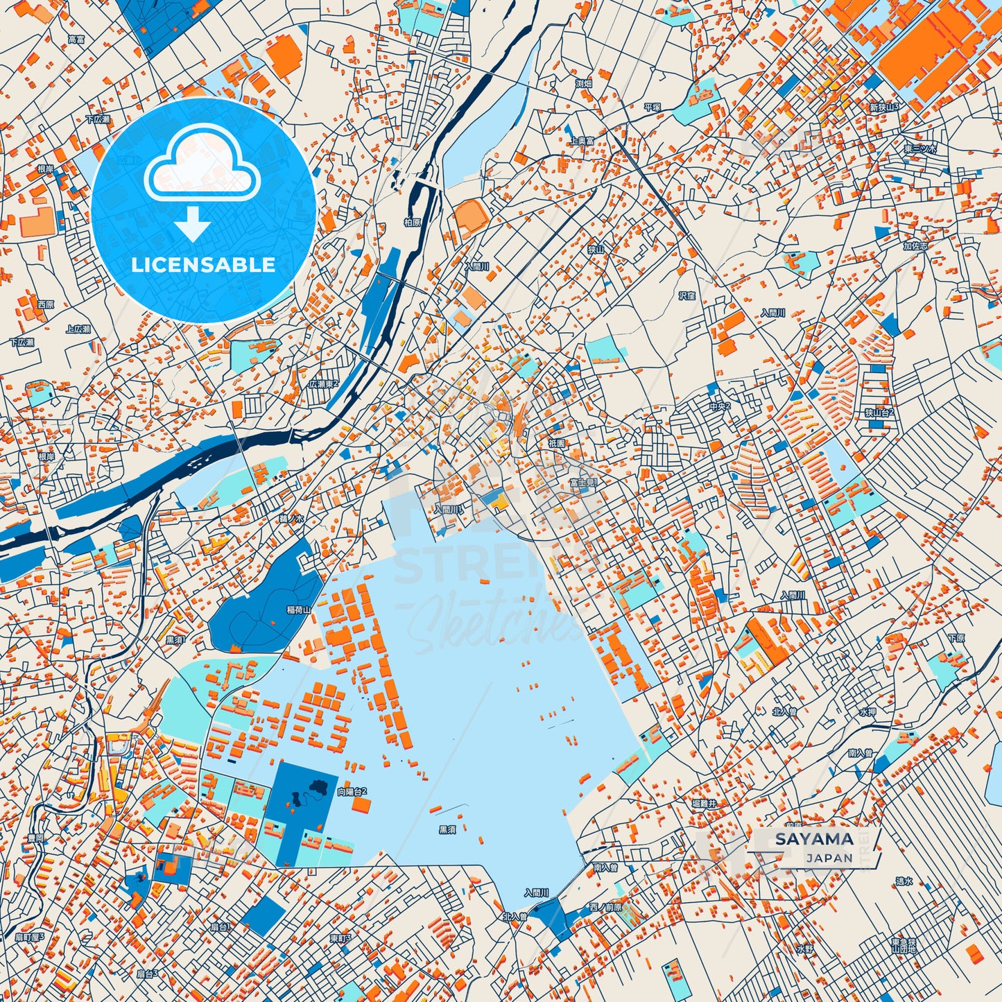 Canvas Print Template of Sayama Street Map