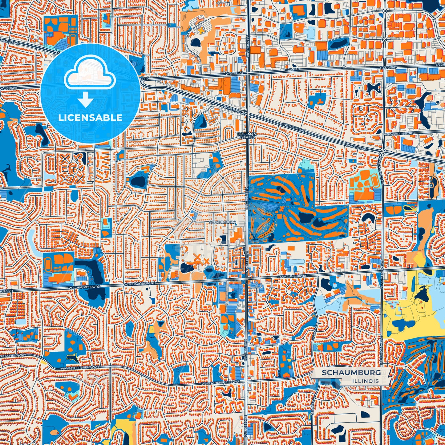 Canvas Print Template of Schaumburg Street Map