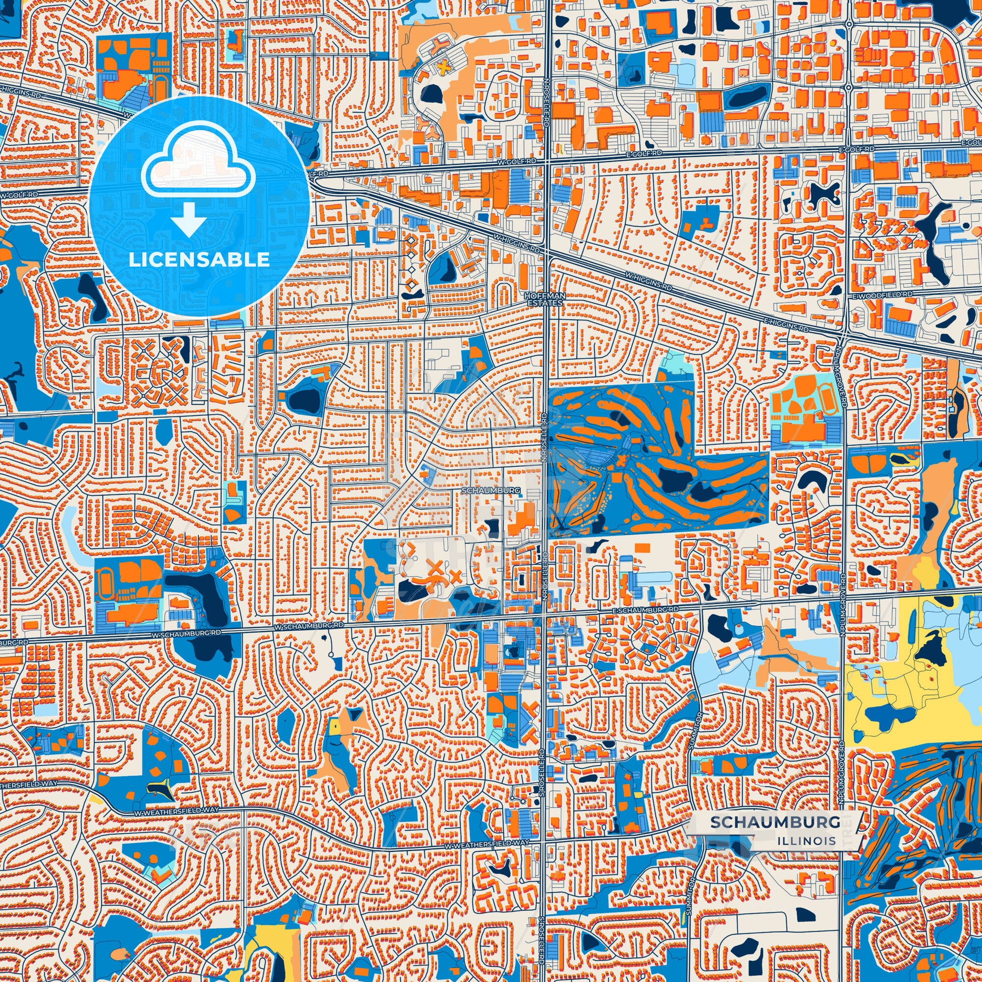 Canvas Print Template of Schaumburg Street Map