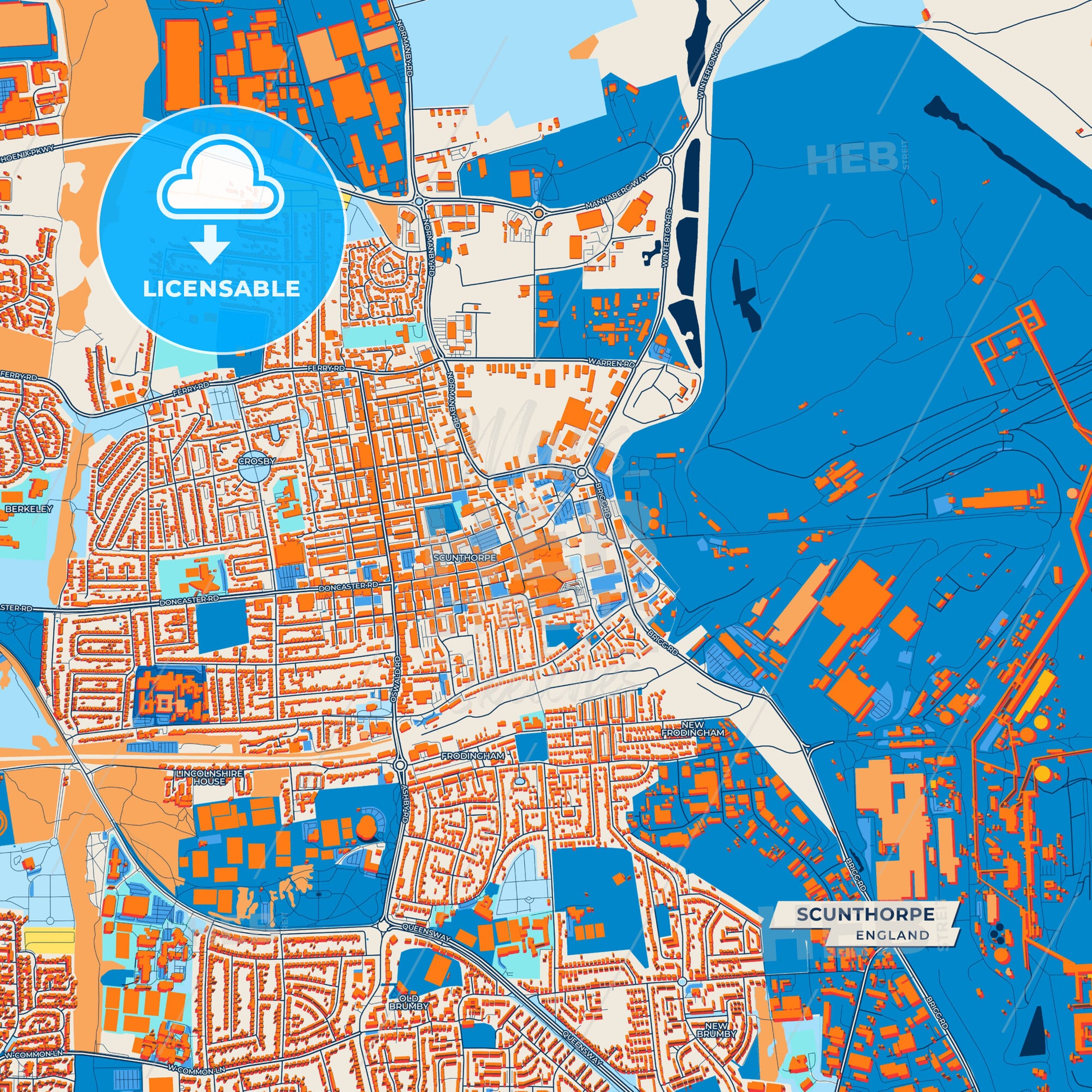 Canvas Print Template of Scunthorpe Street Map
