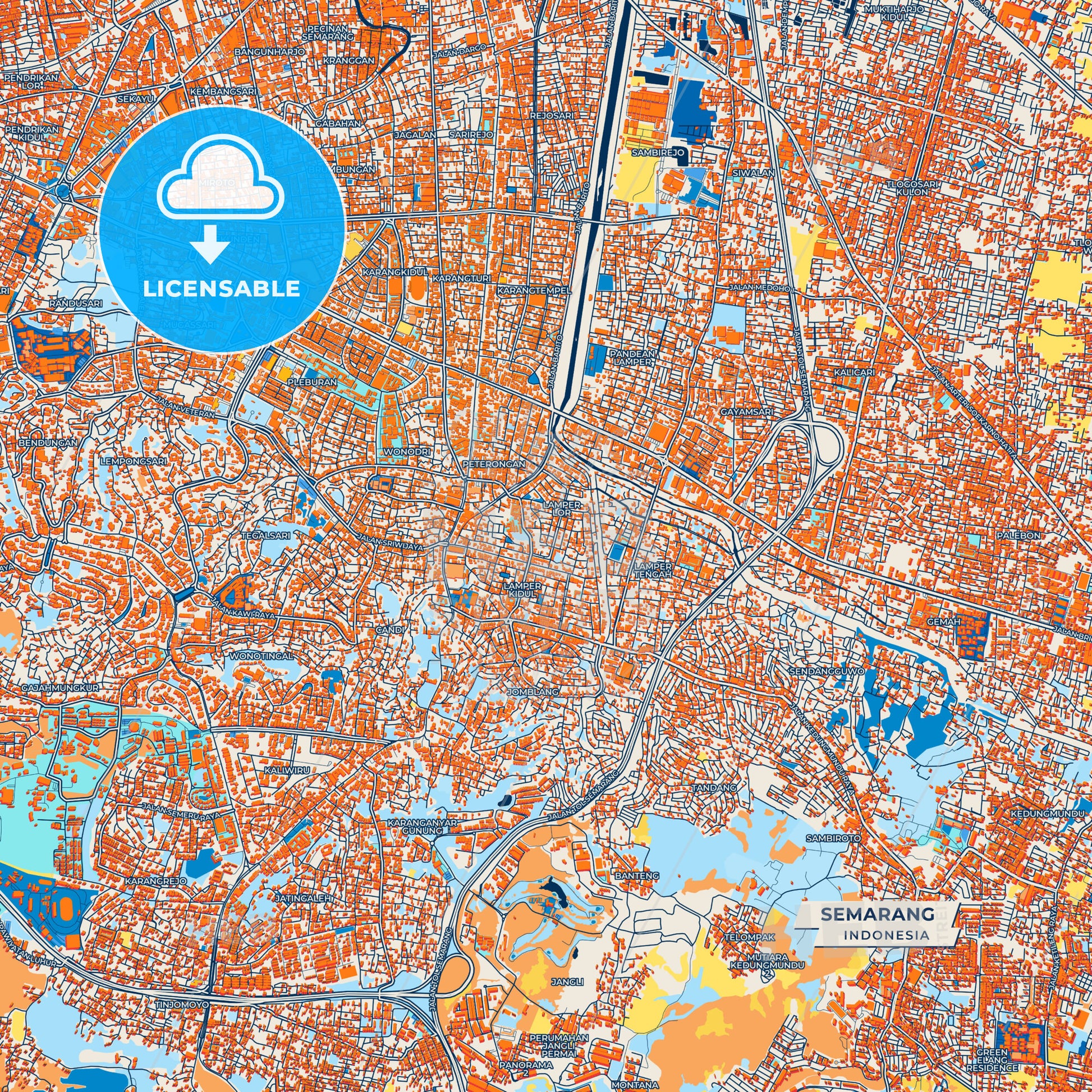Canvas Print Template of Semarang Street Map
