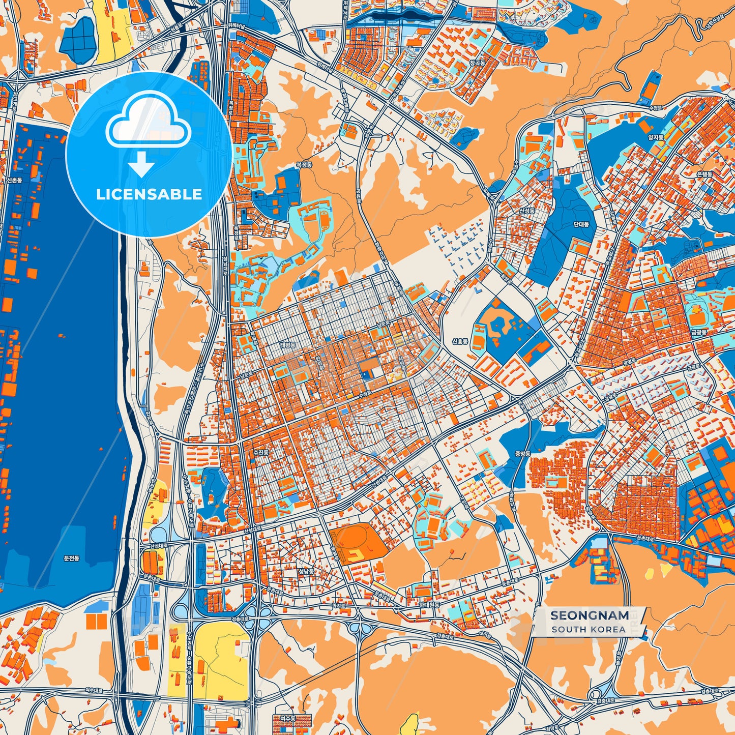Canvas Print Template of Seongnam Street Map