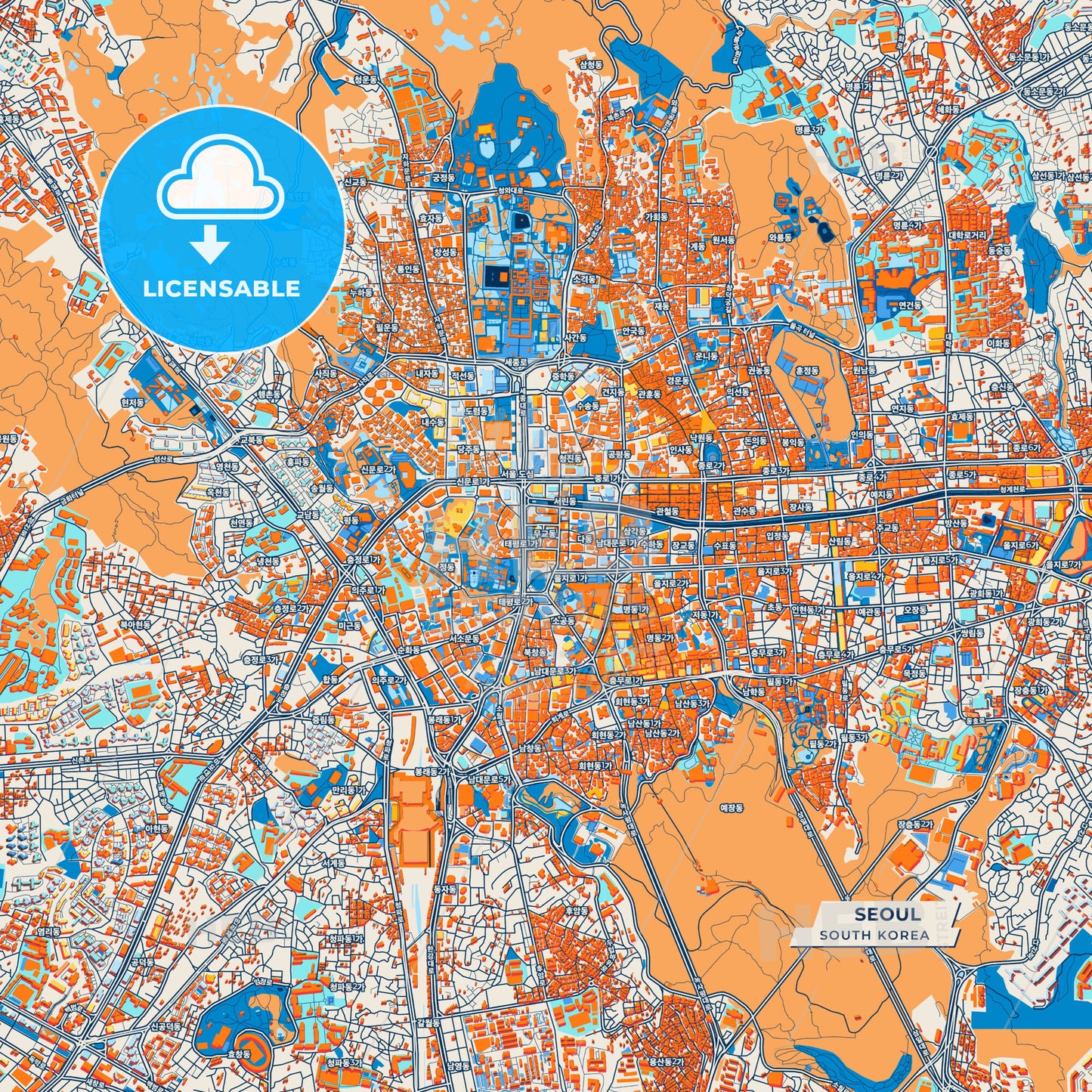 Canvas Print Template of Seoul Street Map