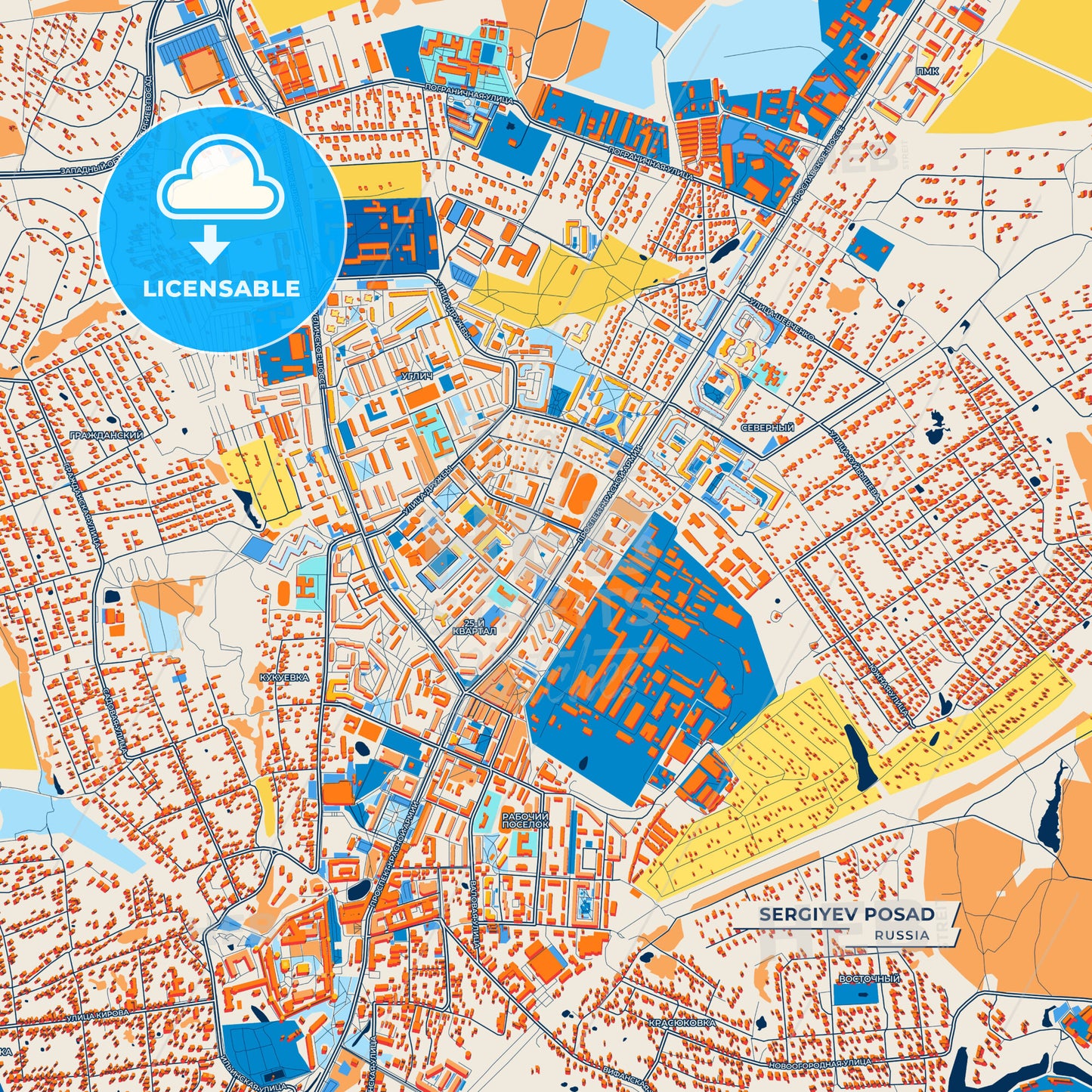 Canvas Print Template of Sergiyev Posad Street Map