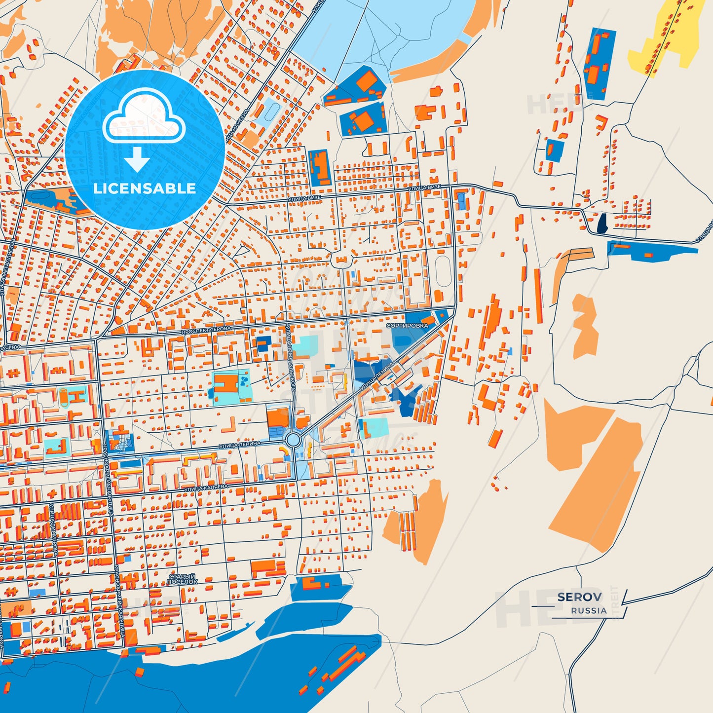 Canvas Print Template of Serov Street Map