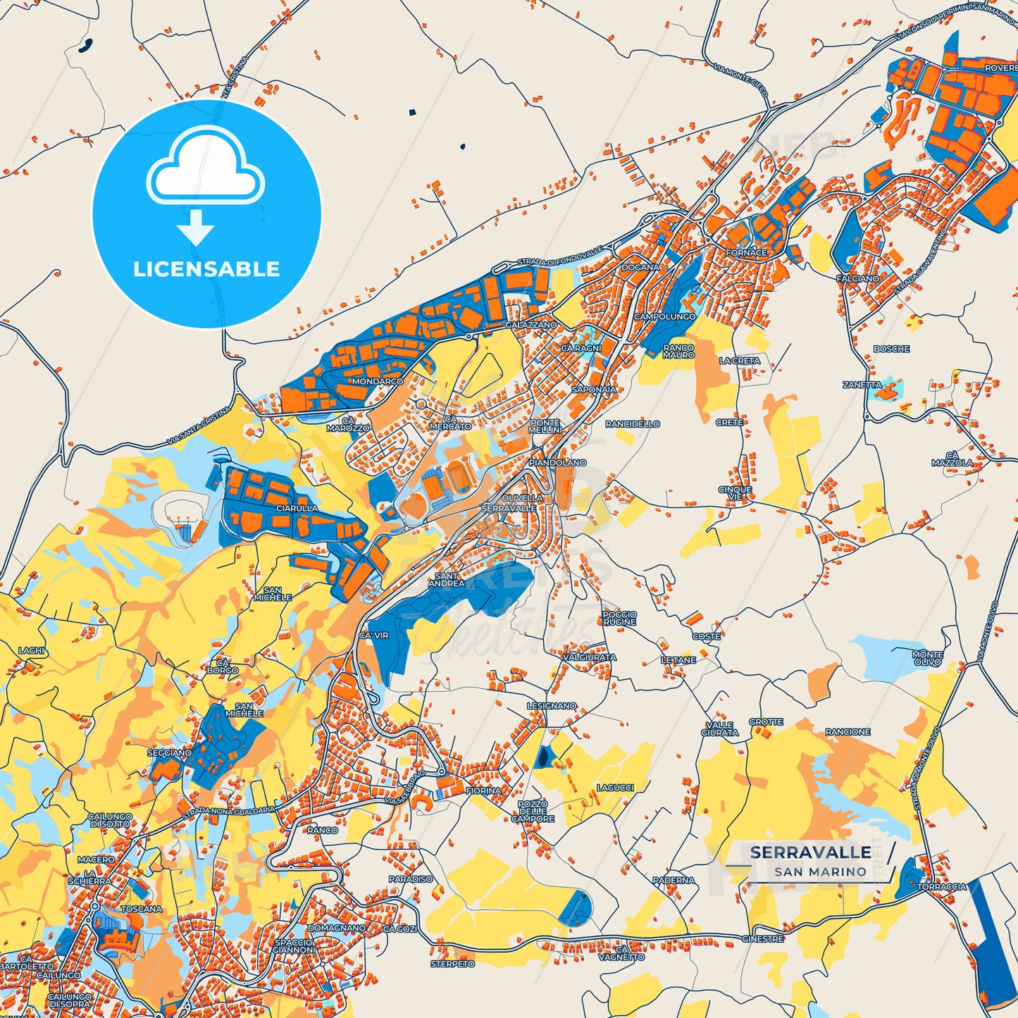 Canvas Print Template of Serravalle Street Map