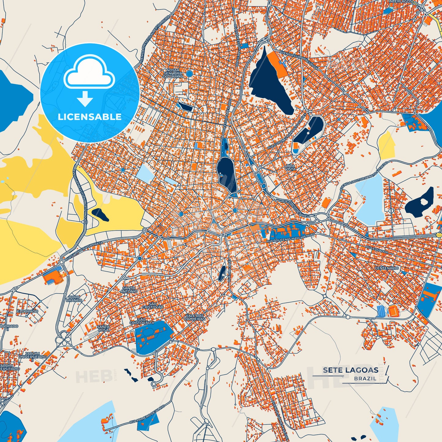 Canvas Print Template of Sete Lagoas Street Map