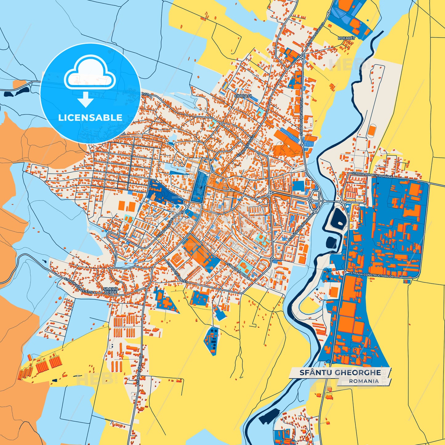 Canvas Print Template of Sfântu Gheorghe Street Map