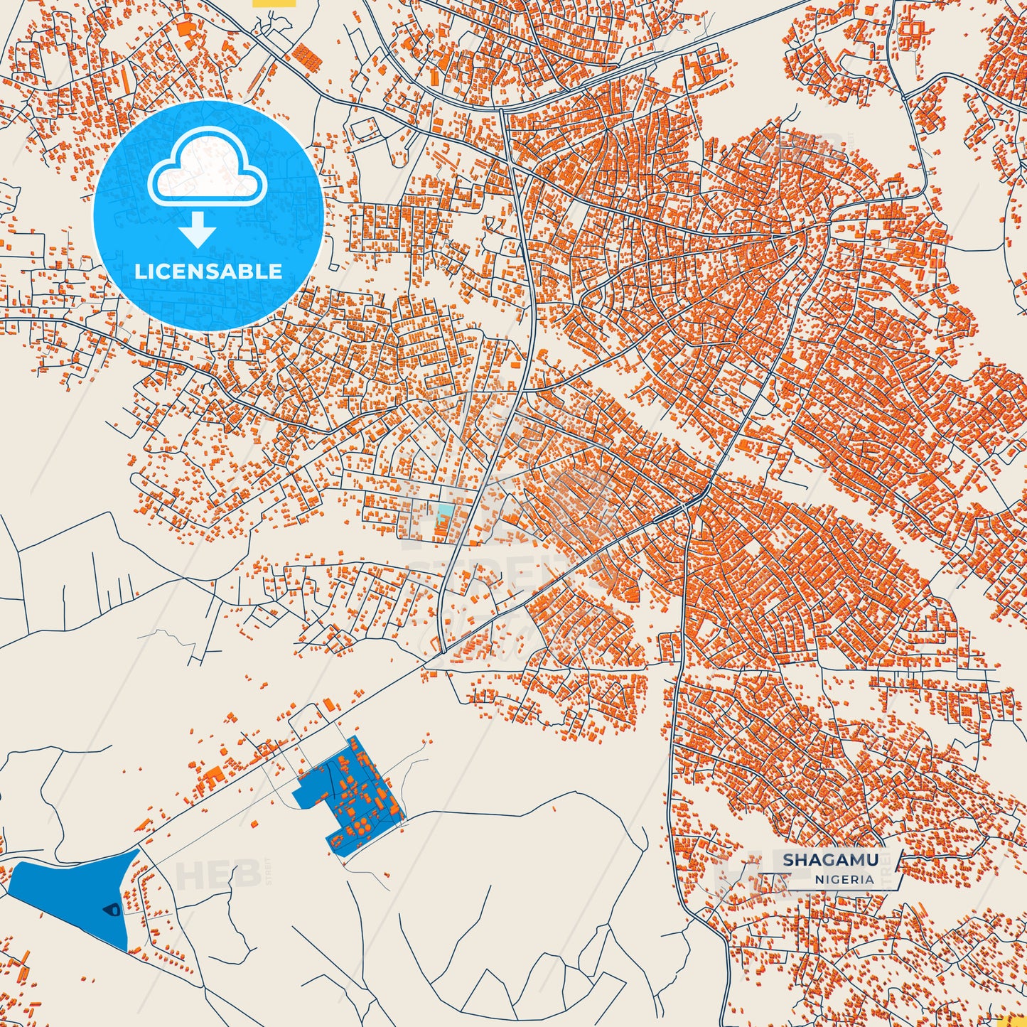 Canvas Print Template of Shagamu Street Map