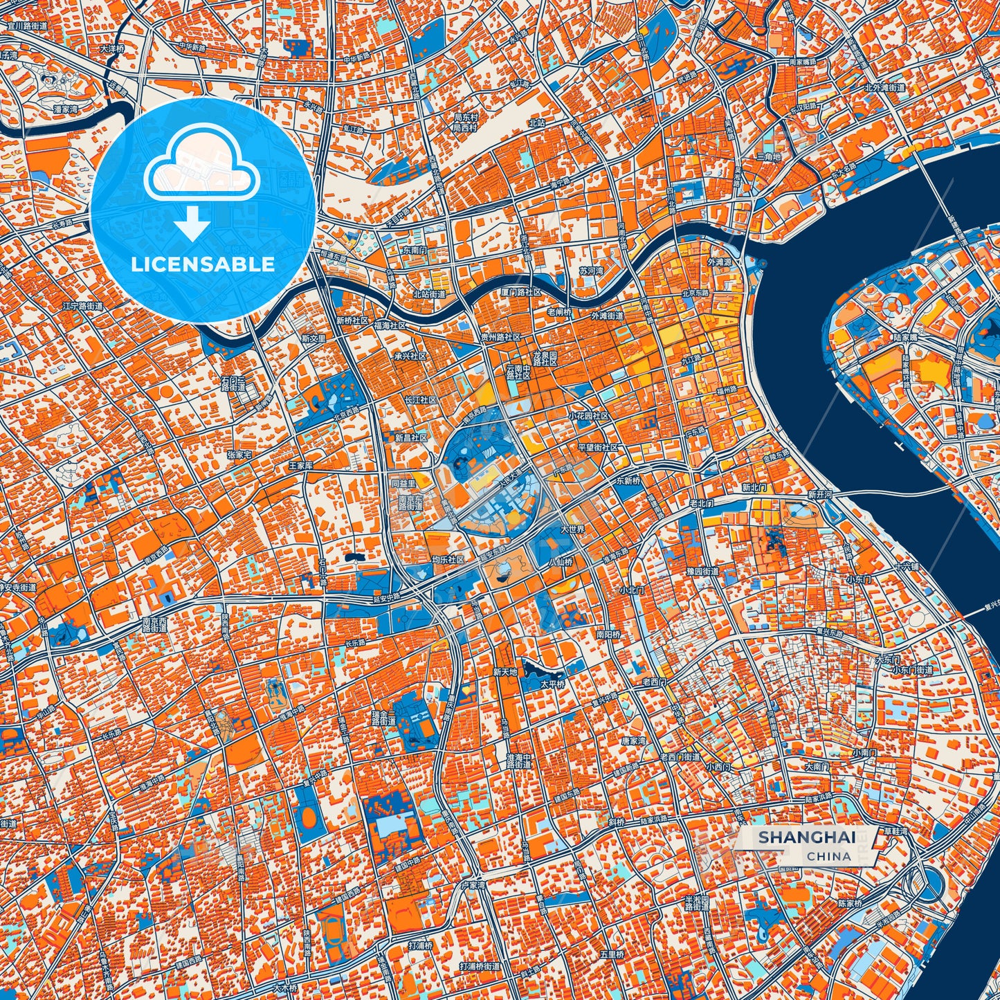 Canvas Print Template of Shanghai Street Map