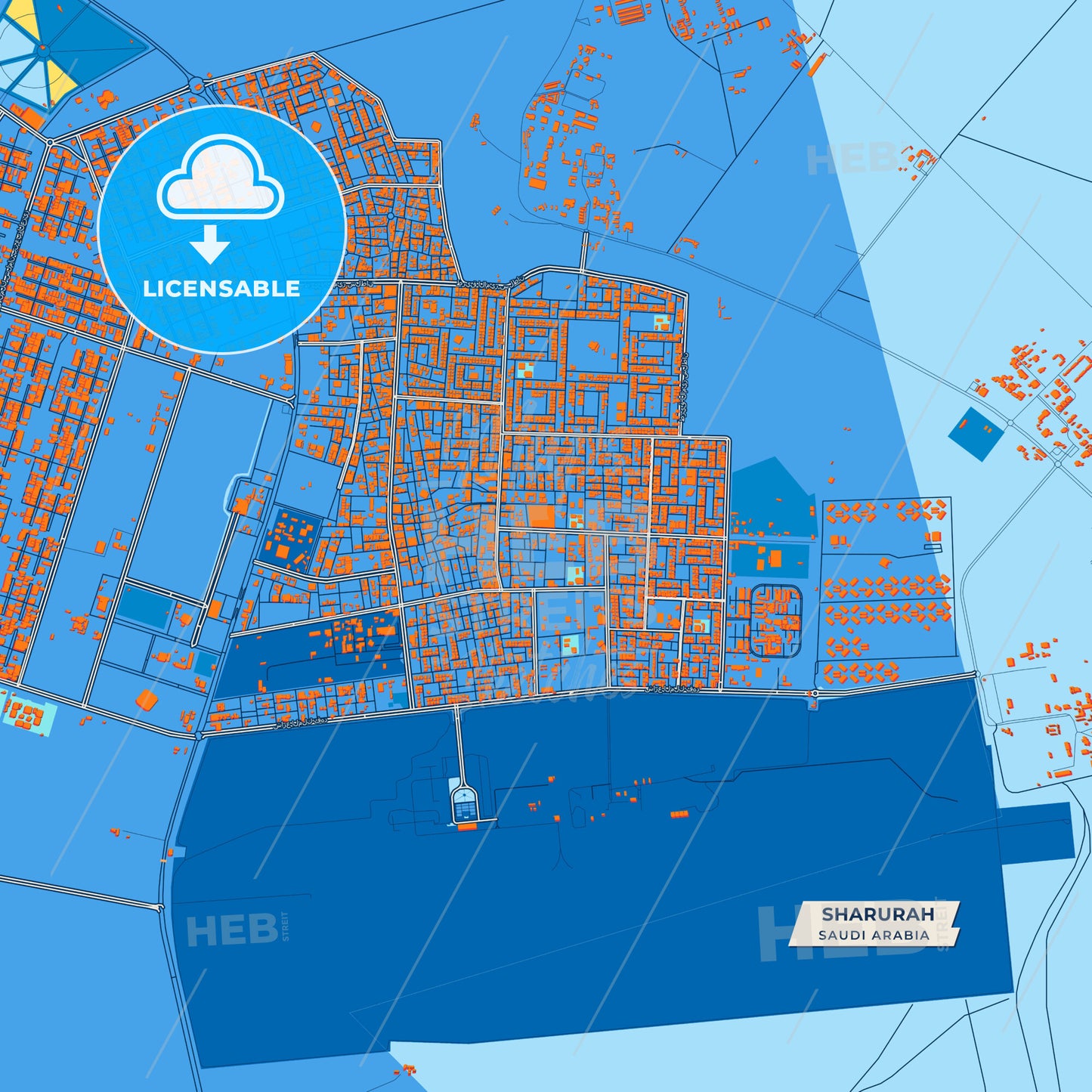 Canvas Print Template of Sharurah Street Map