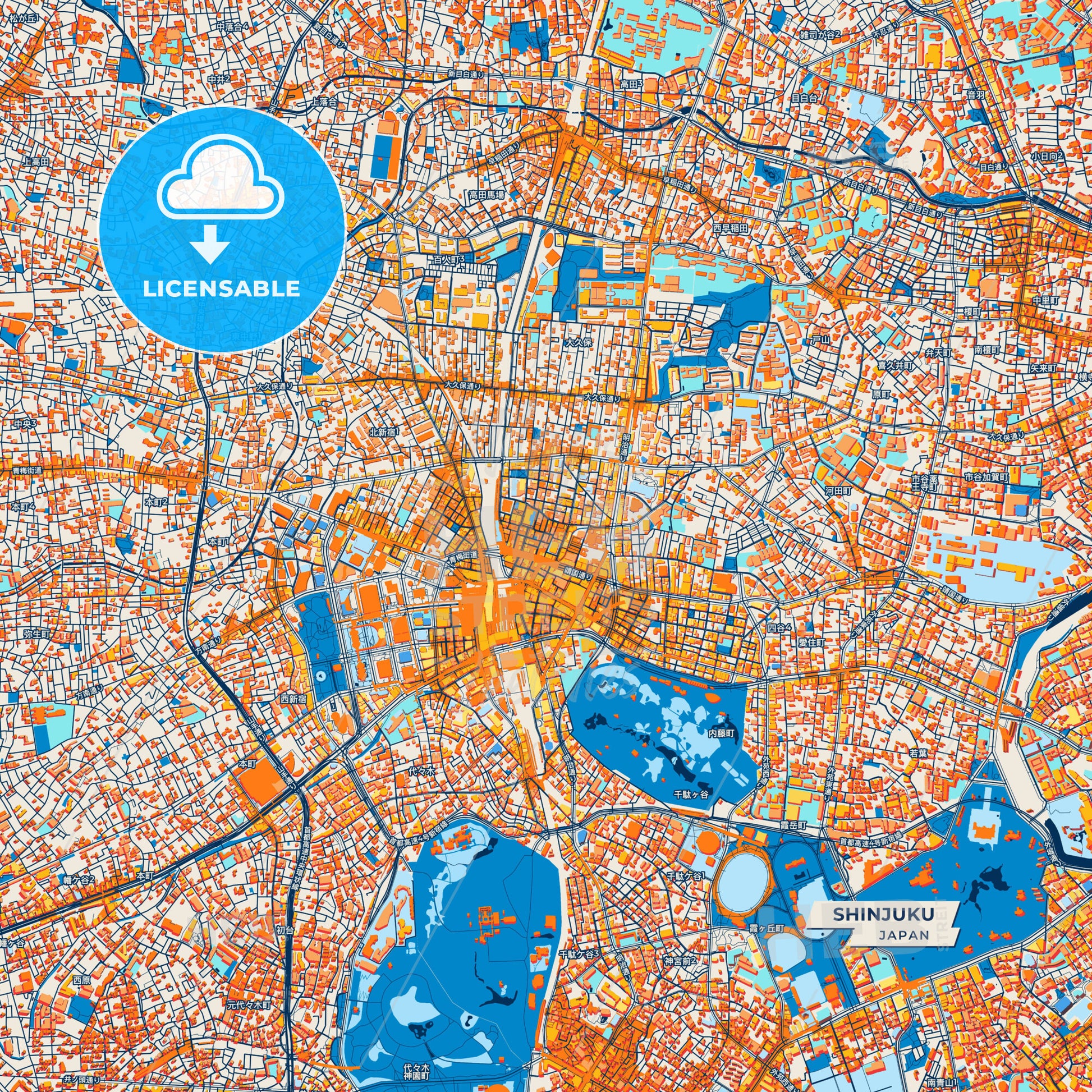 Canvas Print Template of Shinjuku Street Map