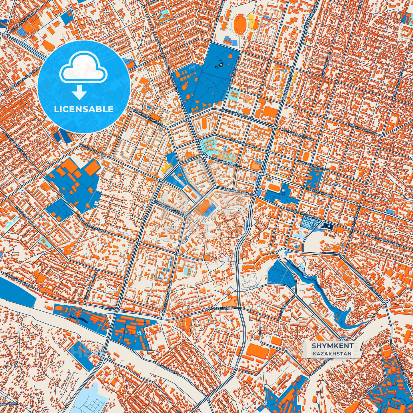 Canvas Print Template of Shymkent Street Map
