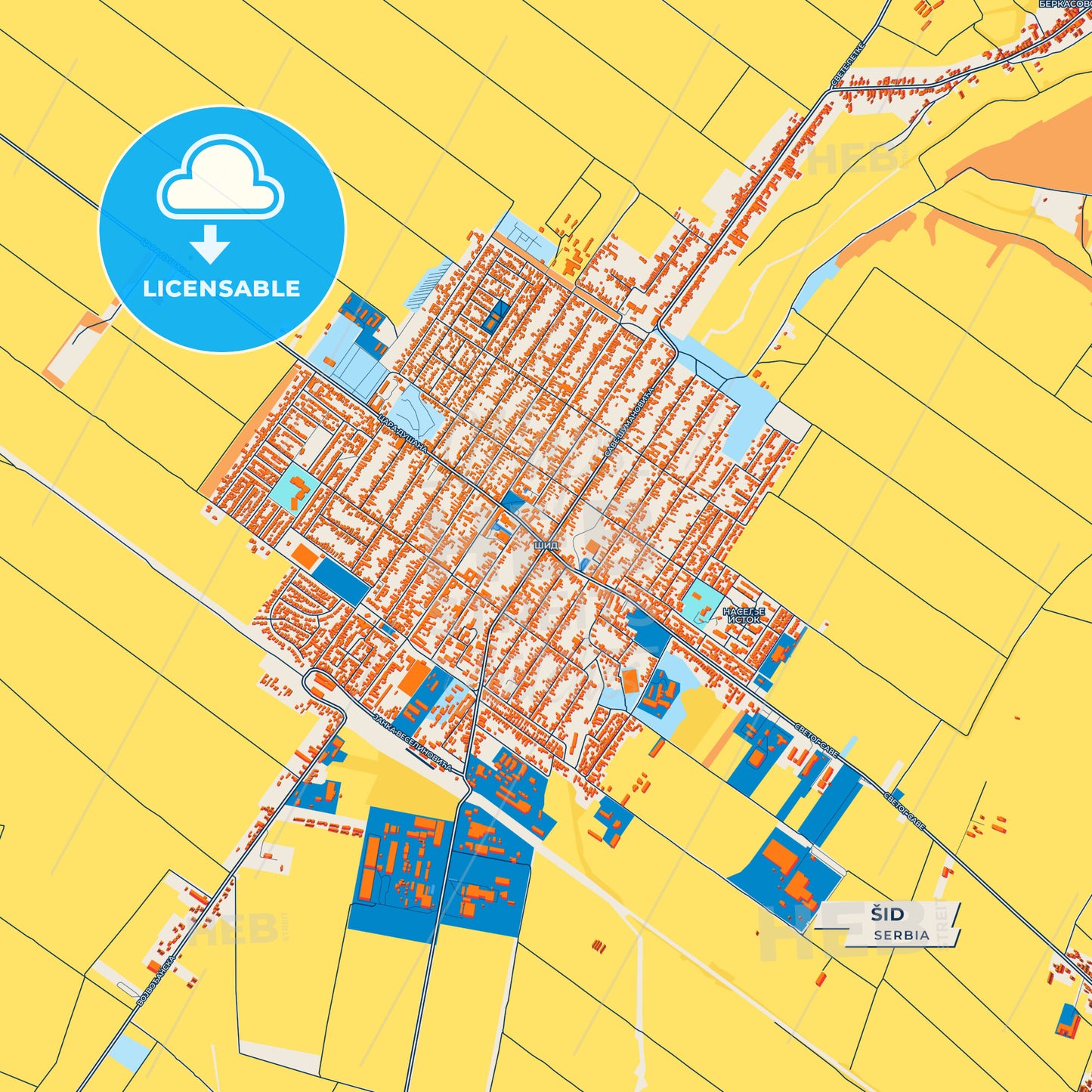 Canvas Print Template of Šid Street Map