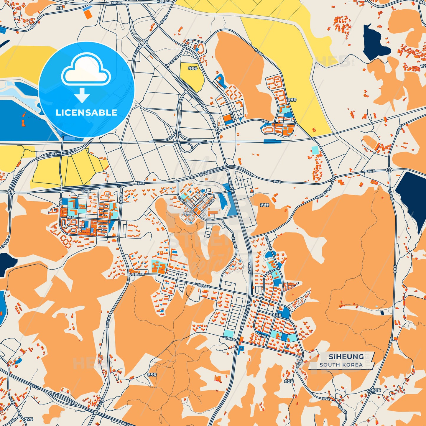 Canvas Print Template of Siheung Street Map