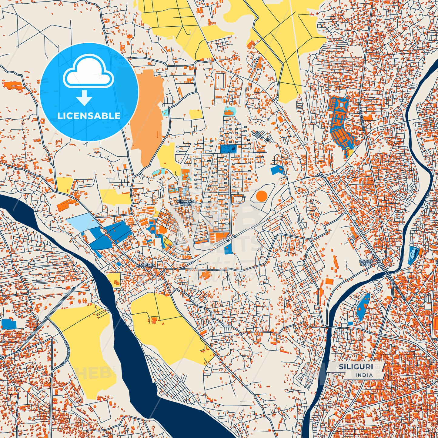 Canvas Print Template of Siliguri Street Map