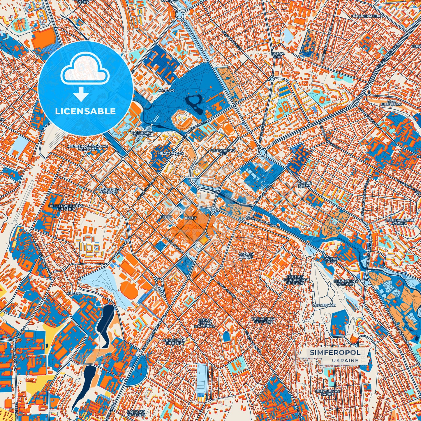 Canvas Print Template of Simferopol Street Map