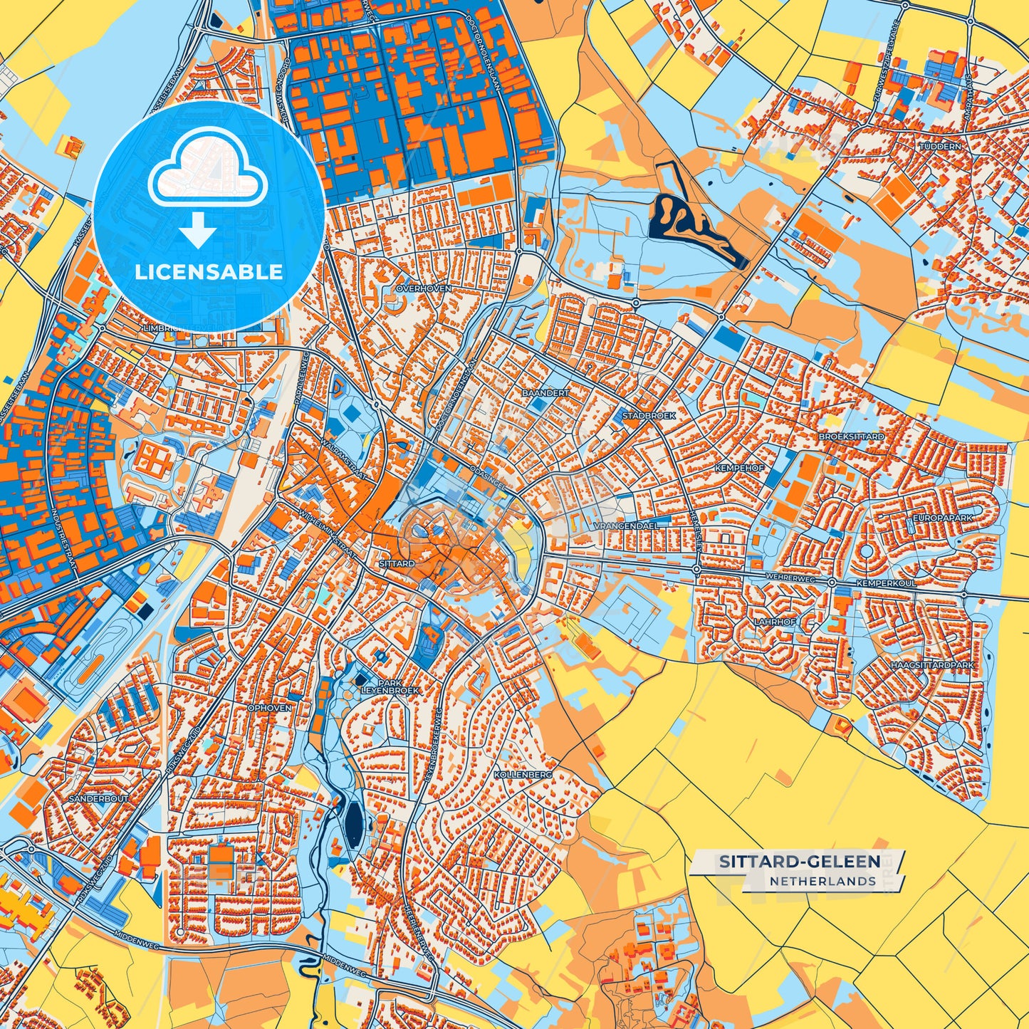 Canvas Print Template of Sittard-Geleen Street Map