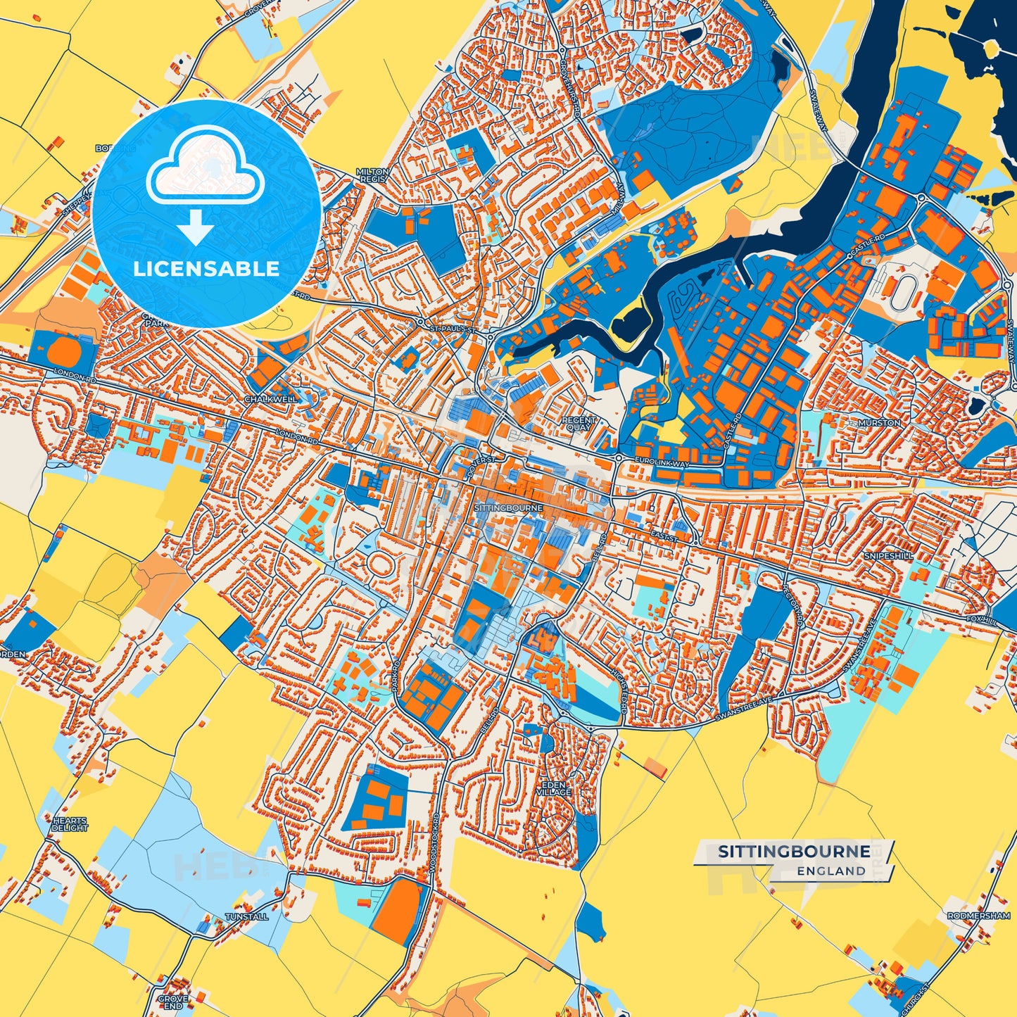 Canvas Print Template of Sittingbourne Street Map