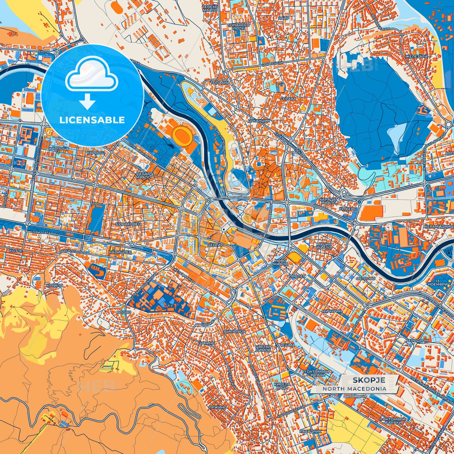 Canvas Print Template of Skopje Street Map