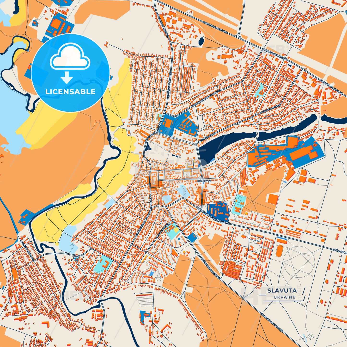 Canvas Print Template of Slavuta Street Map