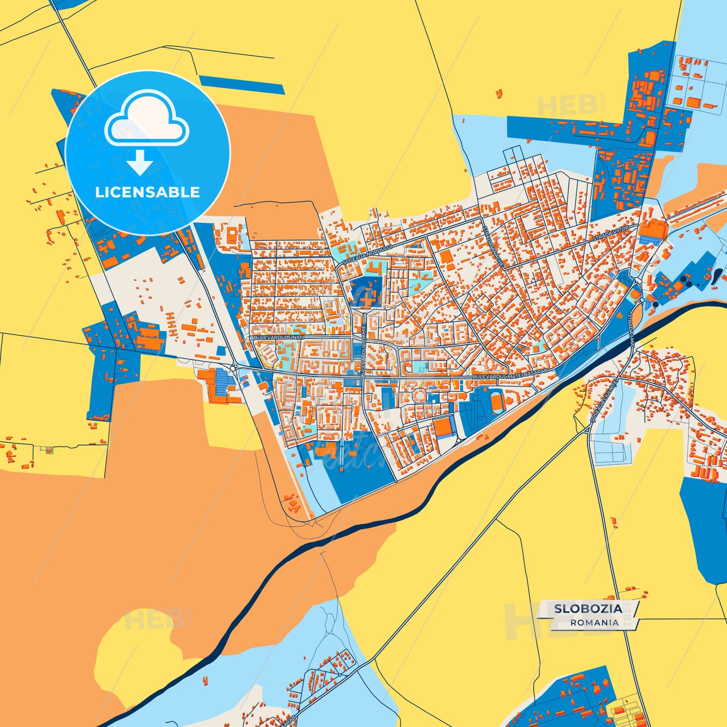 Canvas Print Template of Slobozia Street Map