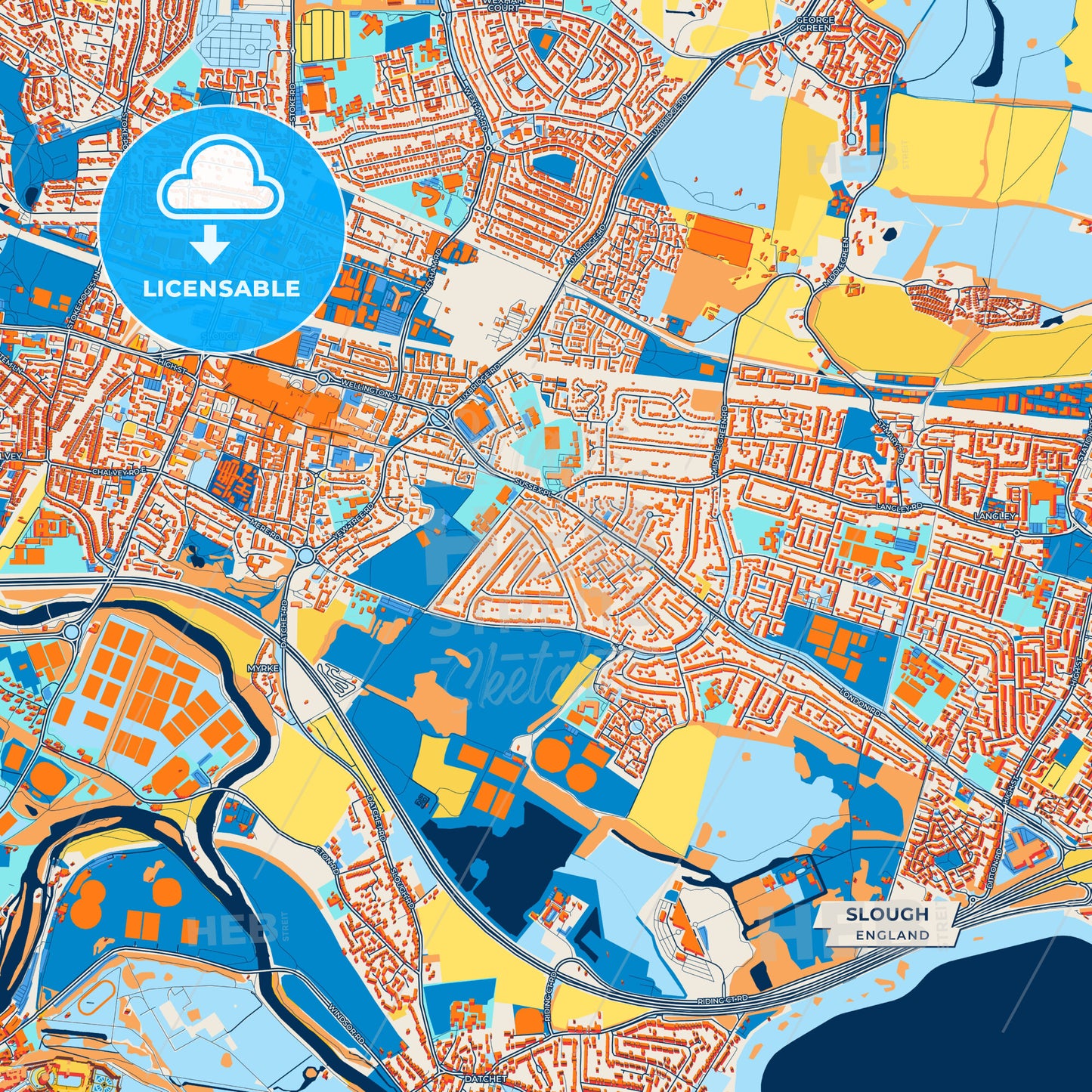 Canvas Print Template of Slough Street Map