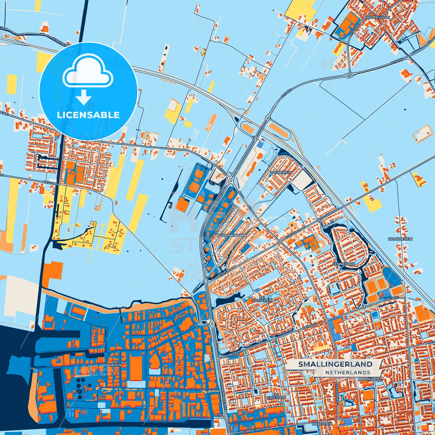Canvas Print Template of Smallingerland Street Map