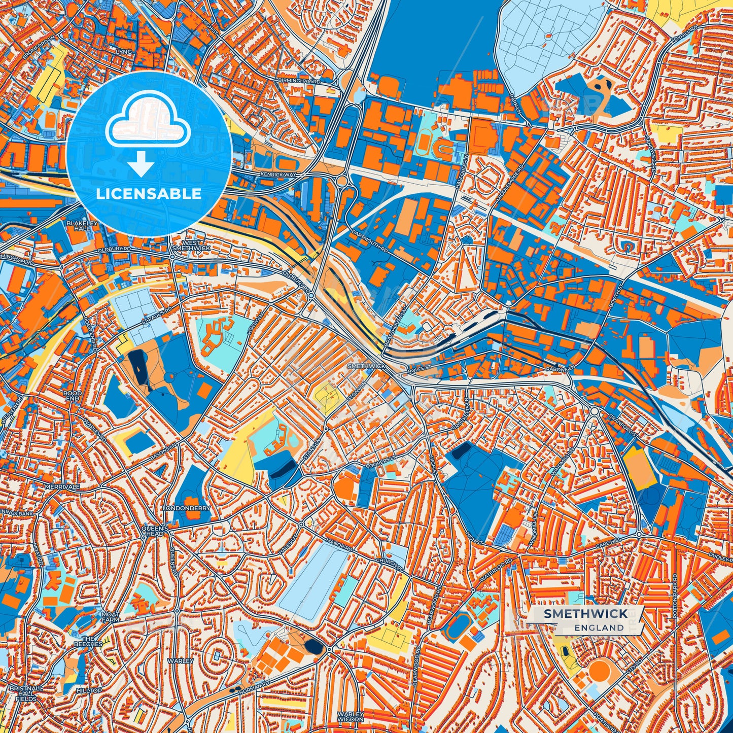 Canvas Print Template of Smethwick Street Map