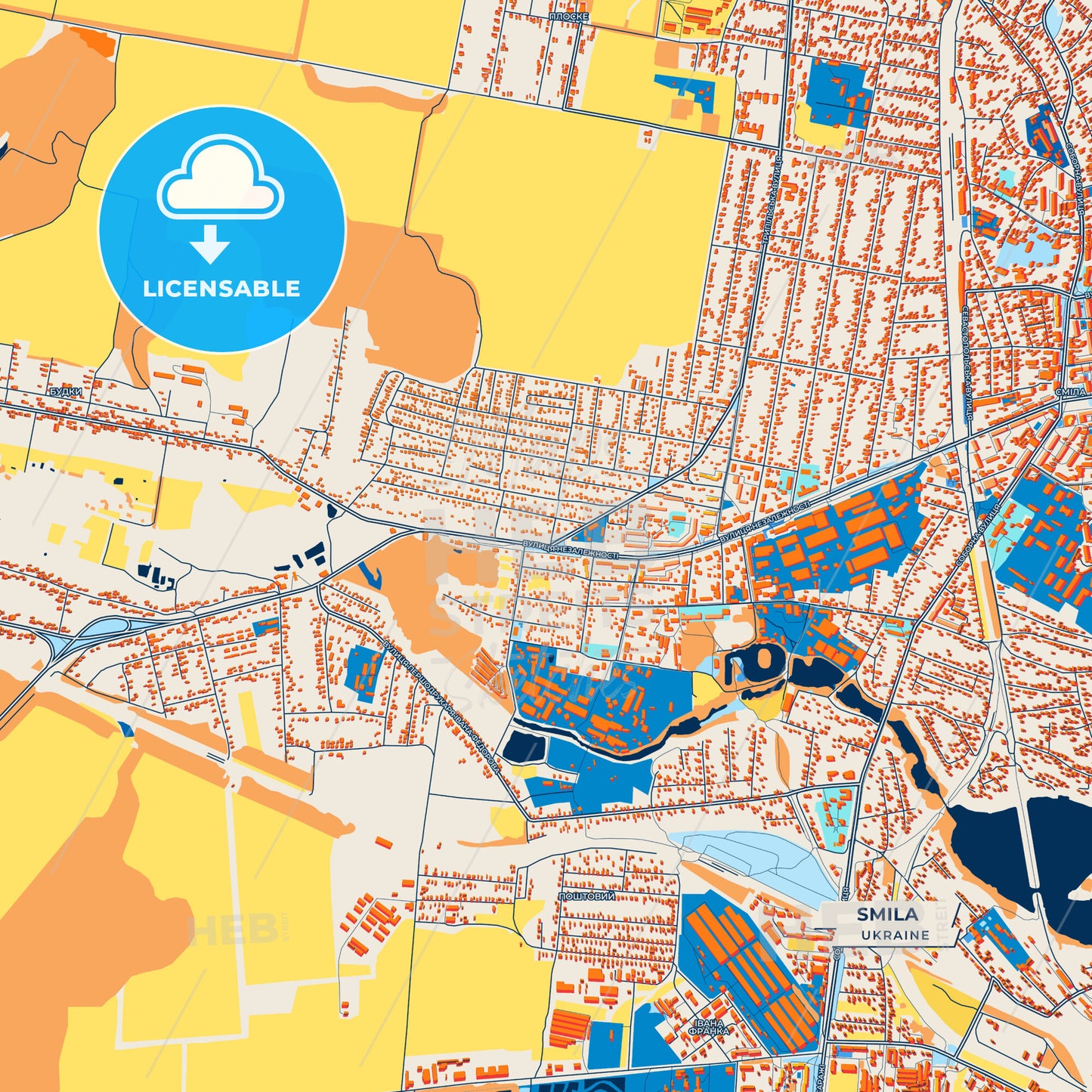 Canvas Print Template of Smila Street Map